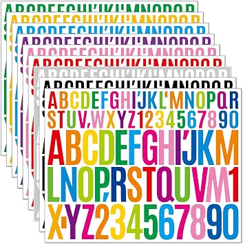 1400+ Alphabet Number Letter Stickers,1 and 2 Inch Vinyl Decals