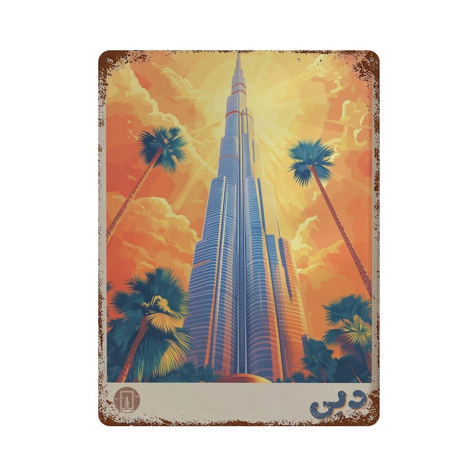 xiaoxiaoshen Dubai Travel Burj Khalifa UAE in Arabic Wall Decor Art Metal Tin Poster Modern Home Decor Art Home Bar Shop Decorations Vintage Sign 40x30cm