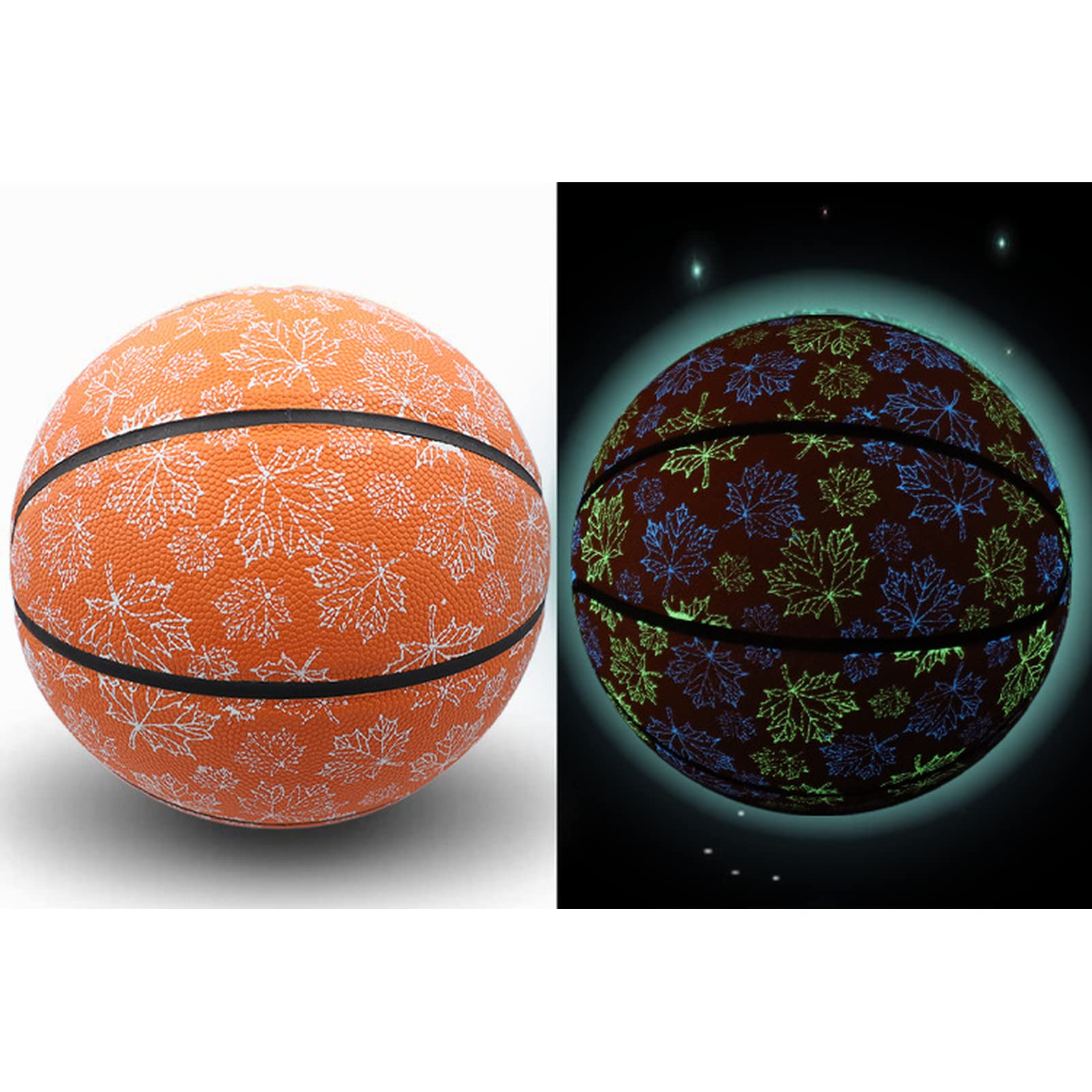 bangyao Basketball Holographic Basketball Light Up Glowing Reflective Luminous Basketball, Glow in The Dark Lighted Flash Glow Basketball for Adult Children Night Game Sport