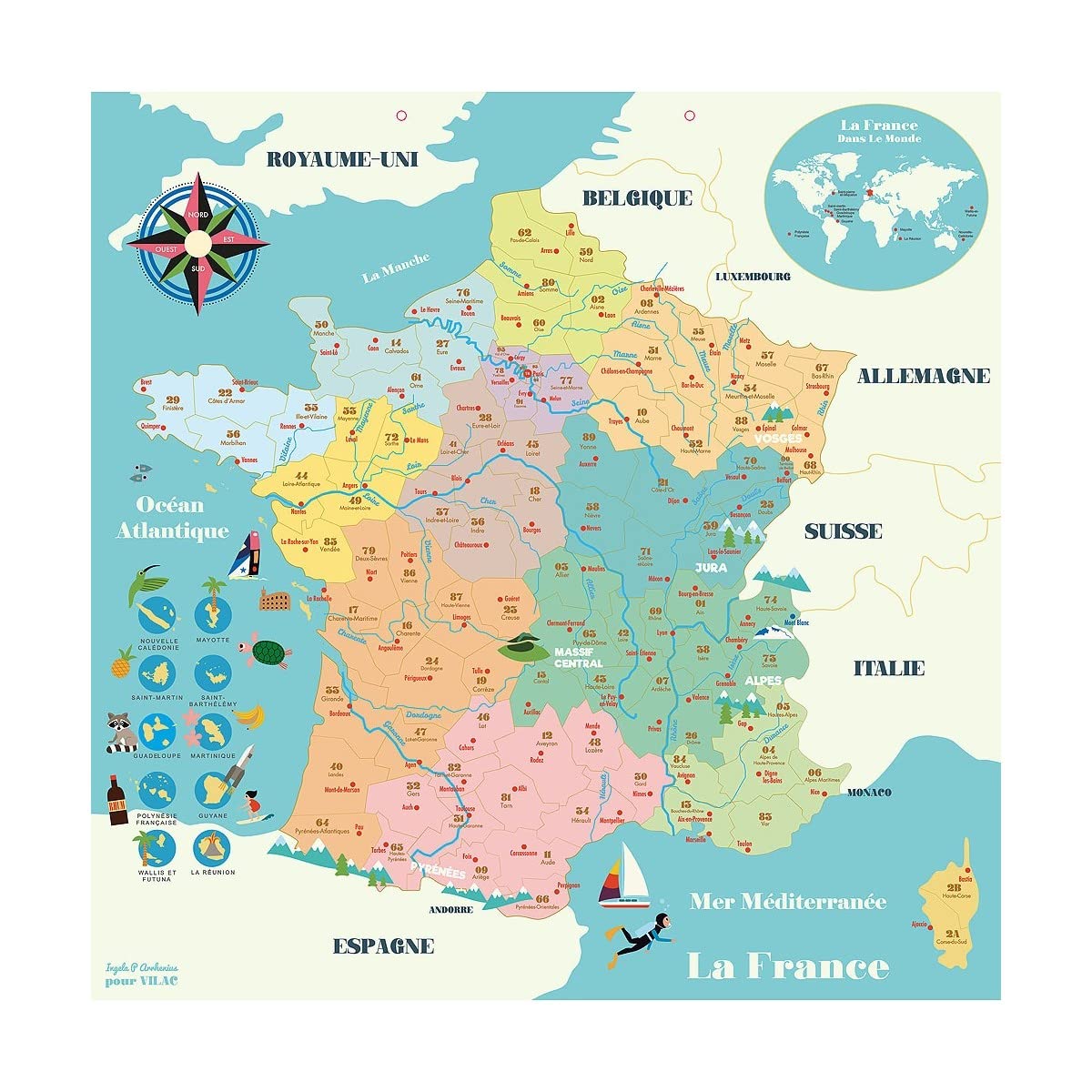 Carte de France Magnétique Jeu Éducatif en Bois pour Enfant Dès 5 Ans | Régions et villes à assembler | apprentissage ludique de la géographie | pièces aimantées à déplacer | idée cadeau ludique
