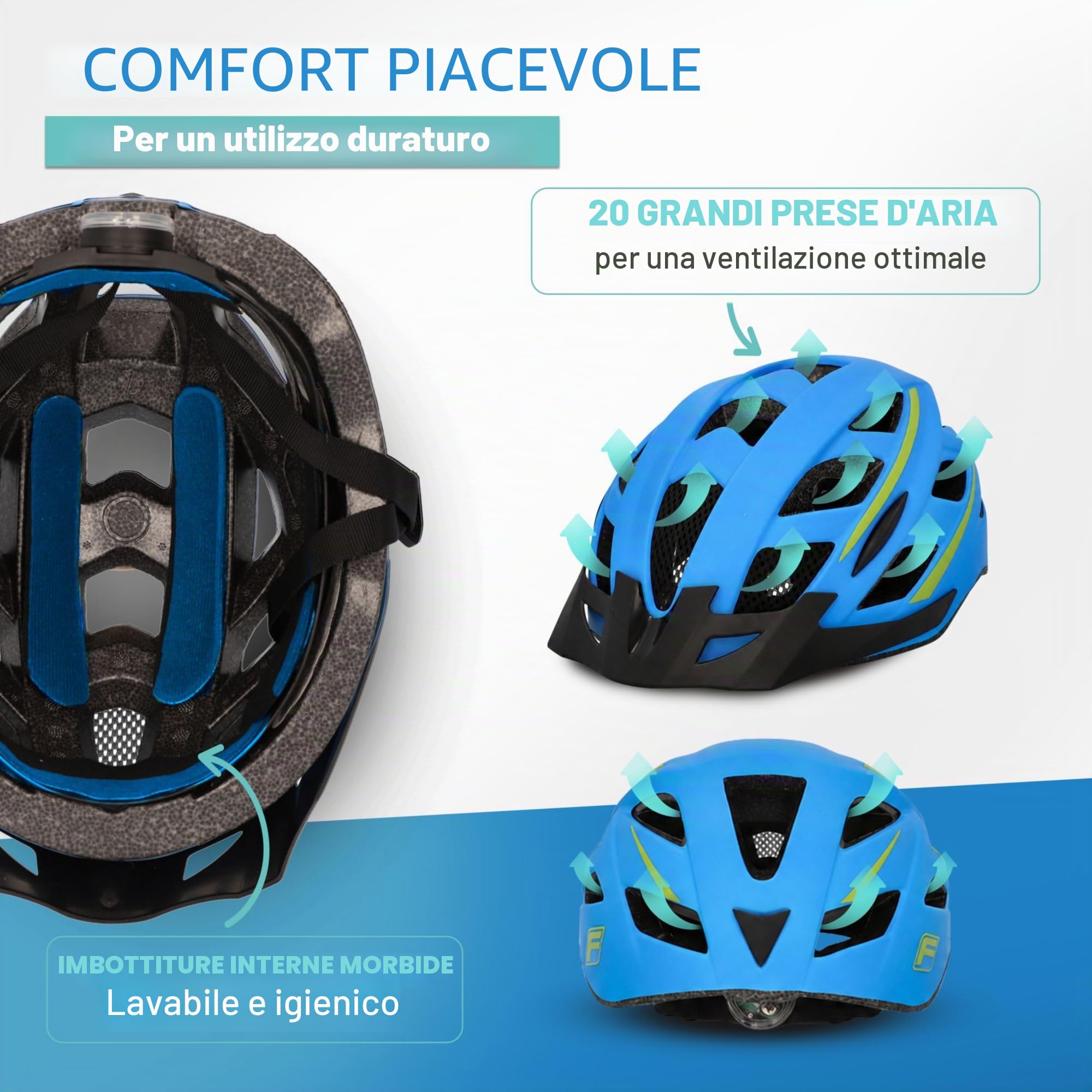FISCHER Fahrradhelm Casco da bicicletta, Unisex-Adulto, Blu (Montis Blue), S/M (52-59)