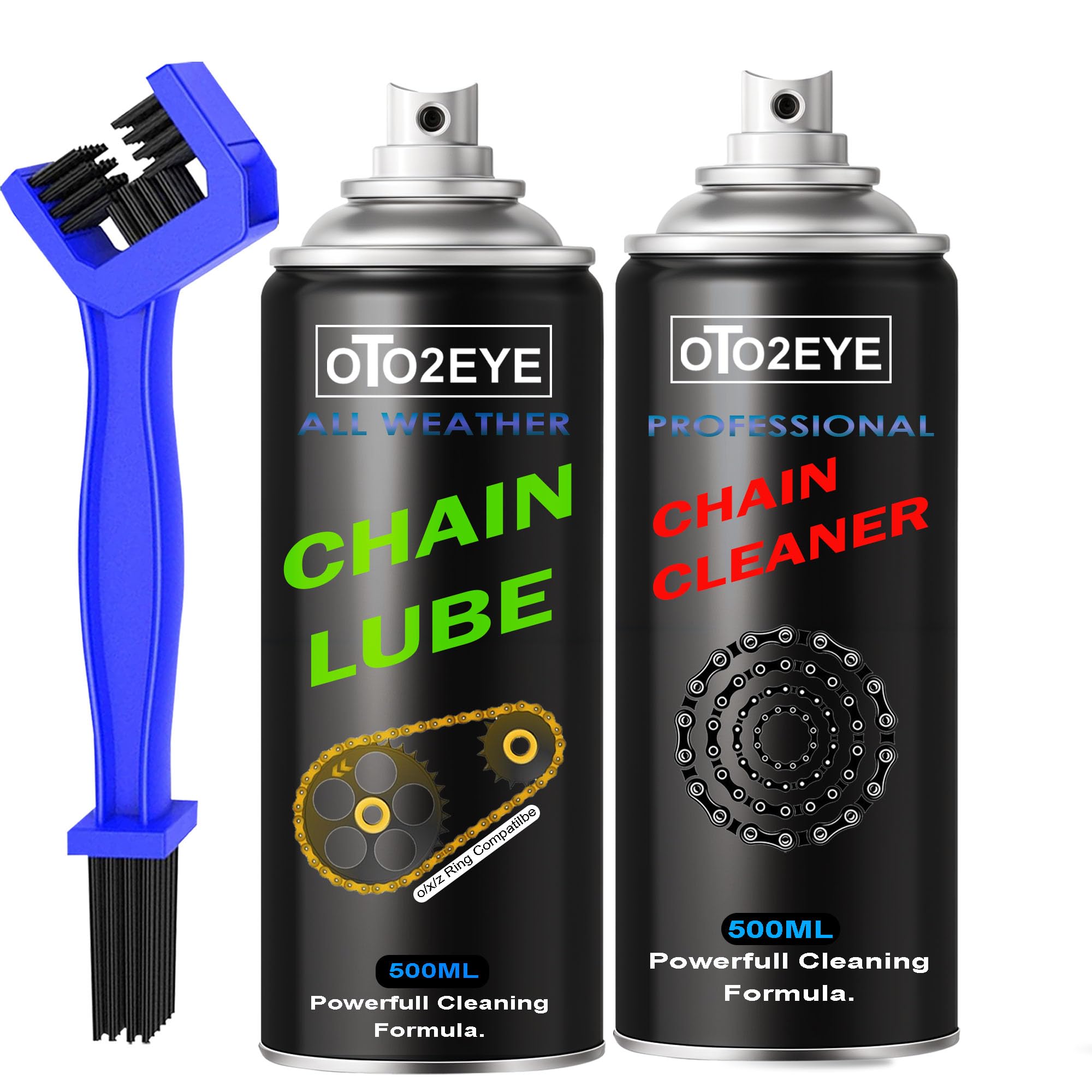OTO2EYE Bike Chain Lube and Chain Cleaner Spray with Chain Cleaning Brush for Motorcycle and Bicycle (1000ml)