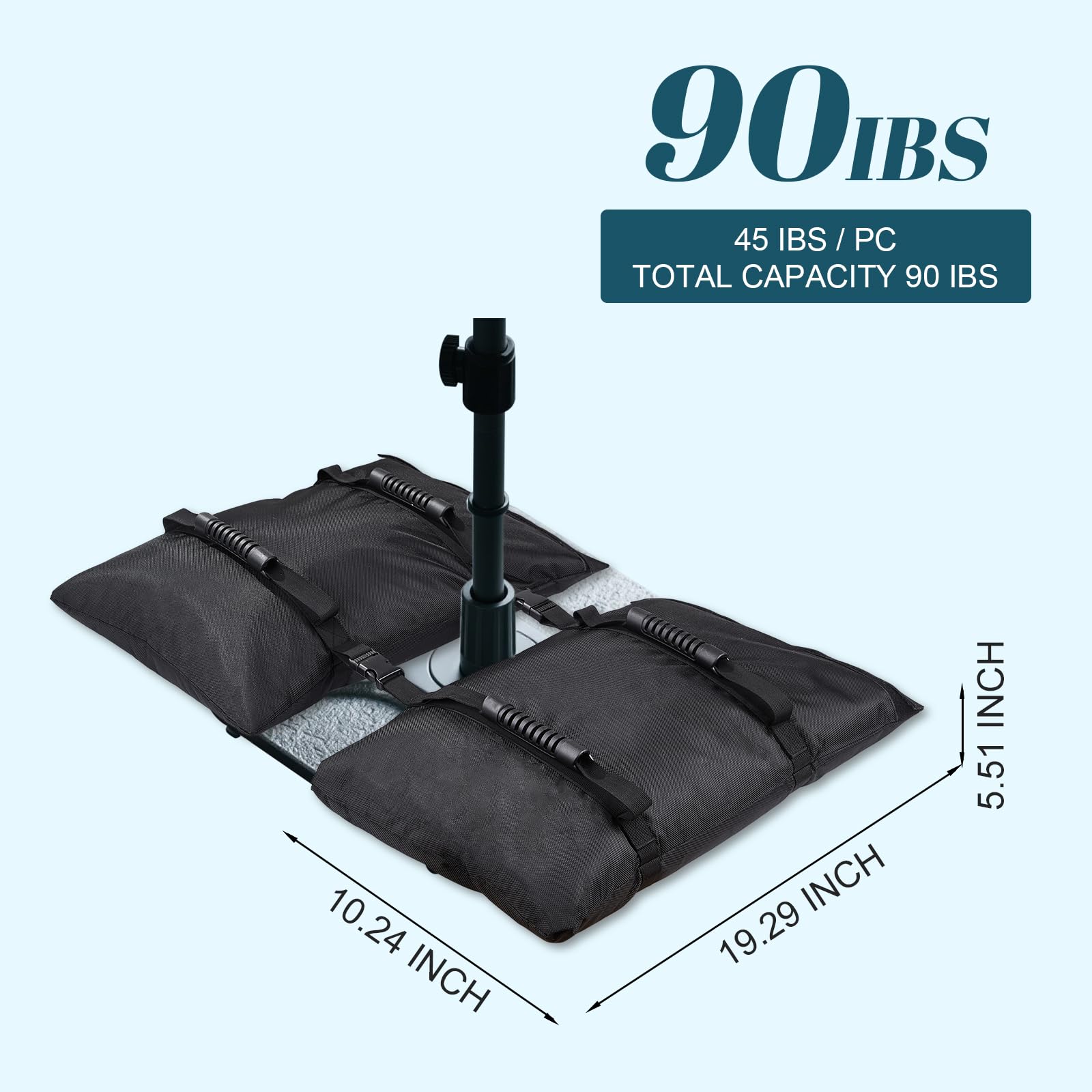 Sandsack-Gewicht für Schirmständer, 2 x 20,4 kg, für den Außenbereich, befüllbare Gewichte, Sandsäcke für freischwingende, versetzte Terrassenschirmständer, Deck, Pool (ohne Sand)