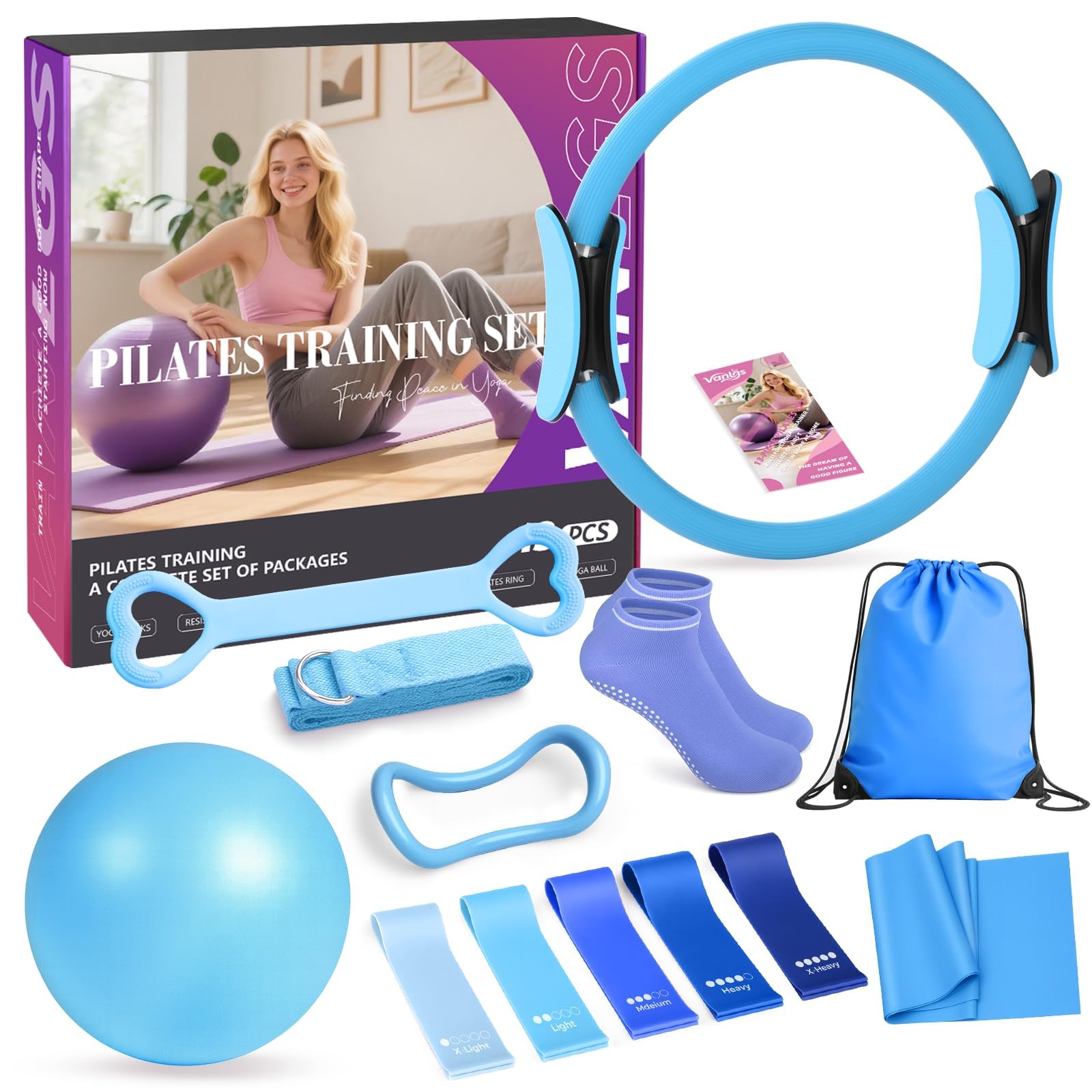 Vanlgs Pilates Kit 13 Stück Home Pilates Essentials Workout Kit mit 13