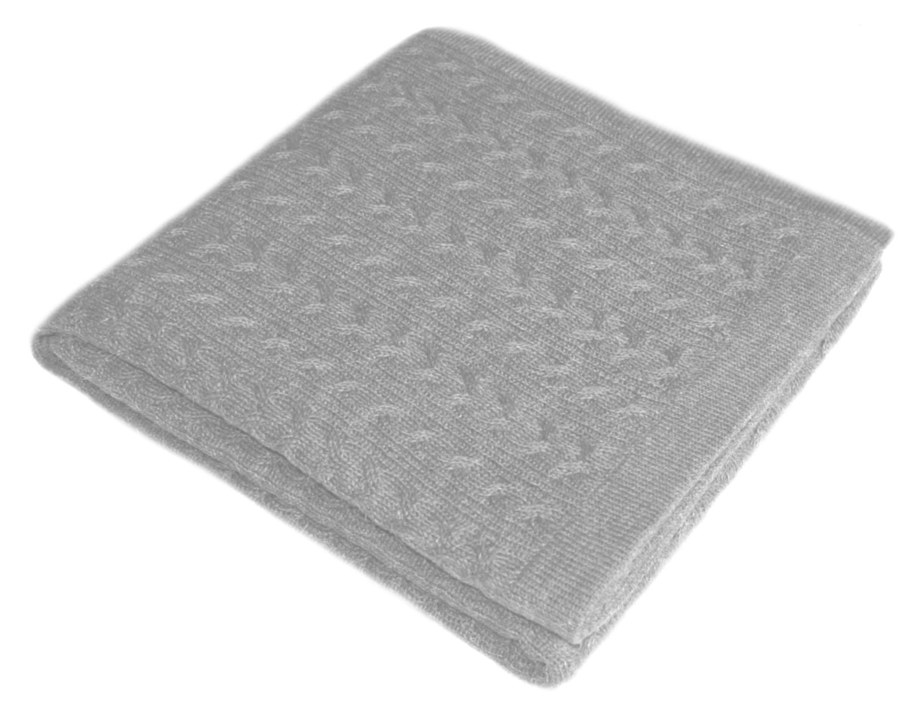 Lorenzo Cana - Voluminöse Luxus Alpakadecke aus 100% Alpaka - Wolle vom Babyalpaka - grau - Zopfmuster Fair Trade Decke Wohndecke, gestrickte Sofadecke Tagesdecke Kuscheldecke - 96035