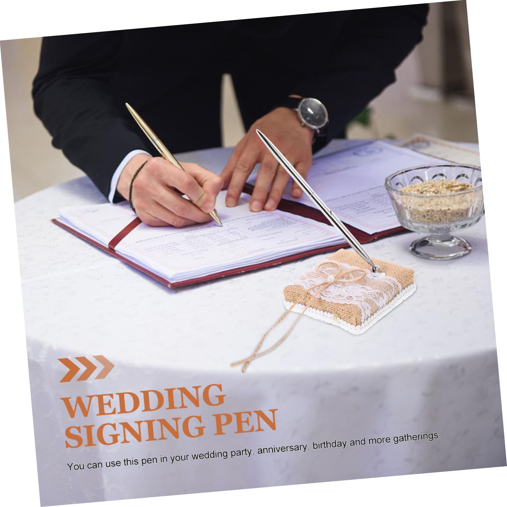SEWACC 5 Stück Eleganter Hochzeitsstift aus Metall mit Halter Zarter Dekorationsstift für Gästebücher bei Hochzeiten Jubiläen und Festlichkeiten für Ihre Besonderen Anlässe
