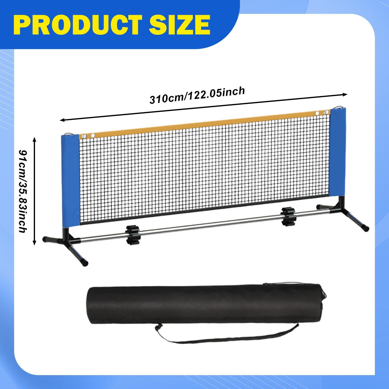 Rete Pickleball Portatile Accessori Sportivi Rete da Gioco Resistente in Poliestere E Metallo con Borsa Trasporto Adatta per Cortile Allenamen