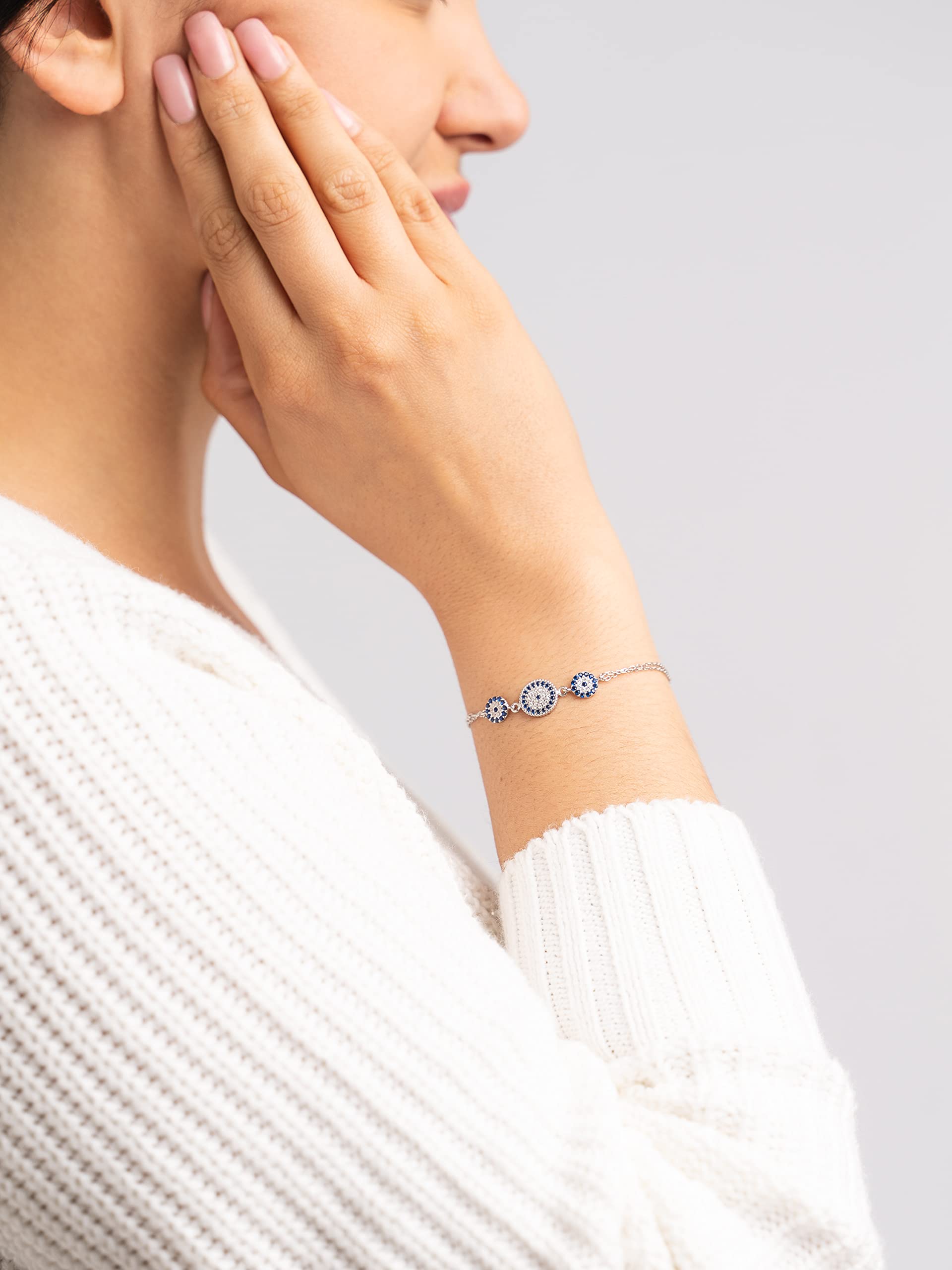 Remi Bijou 925 Silber Armband Armkette - Türkisches Auge Nazar Boncuk Evil Eye