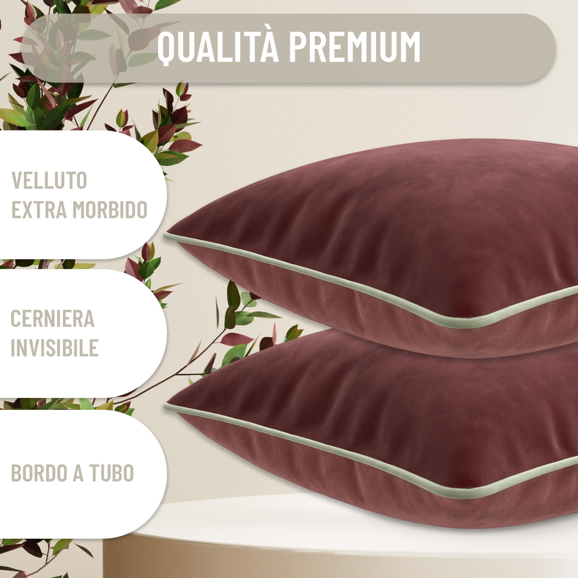 Fodere Cuscino Oxford In Velluto - Verde/Camel 50x50 Cm - Foto 12