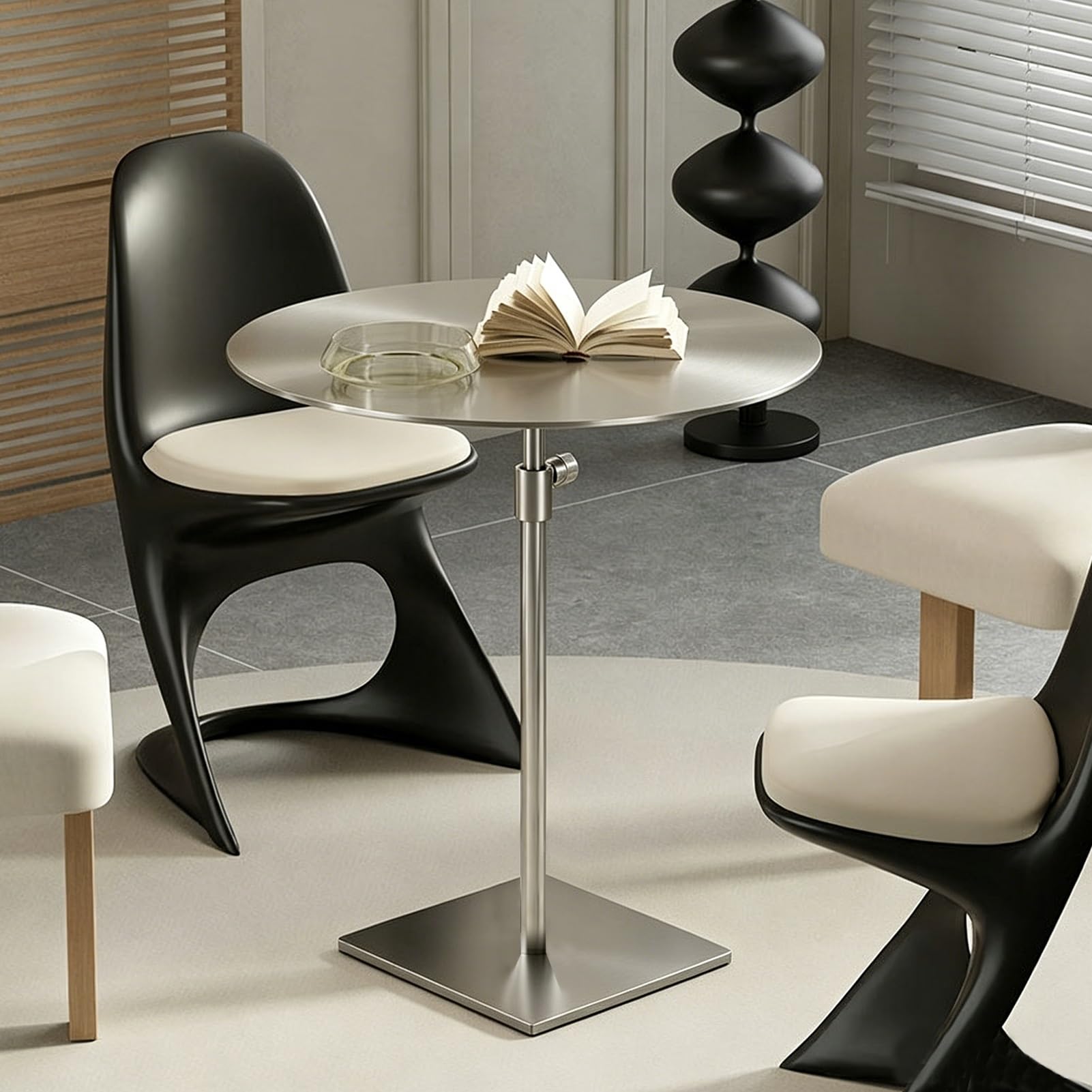 Table d'appoint pour canapé ronde et réglable pour un salon convivial