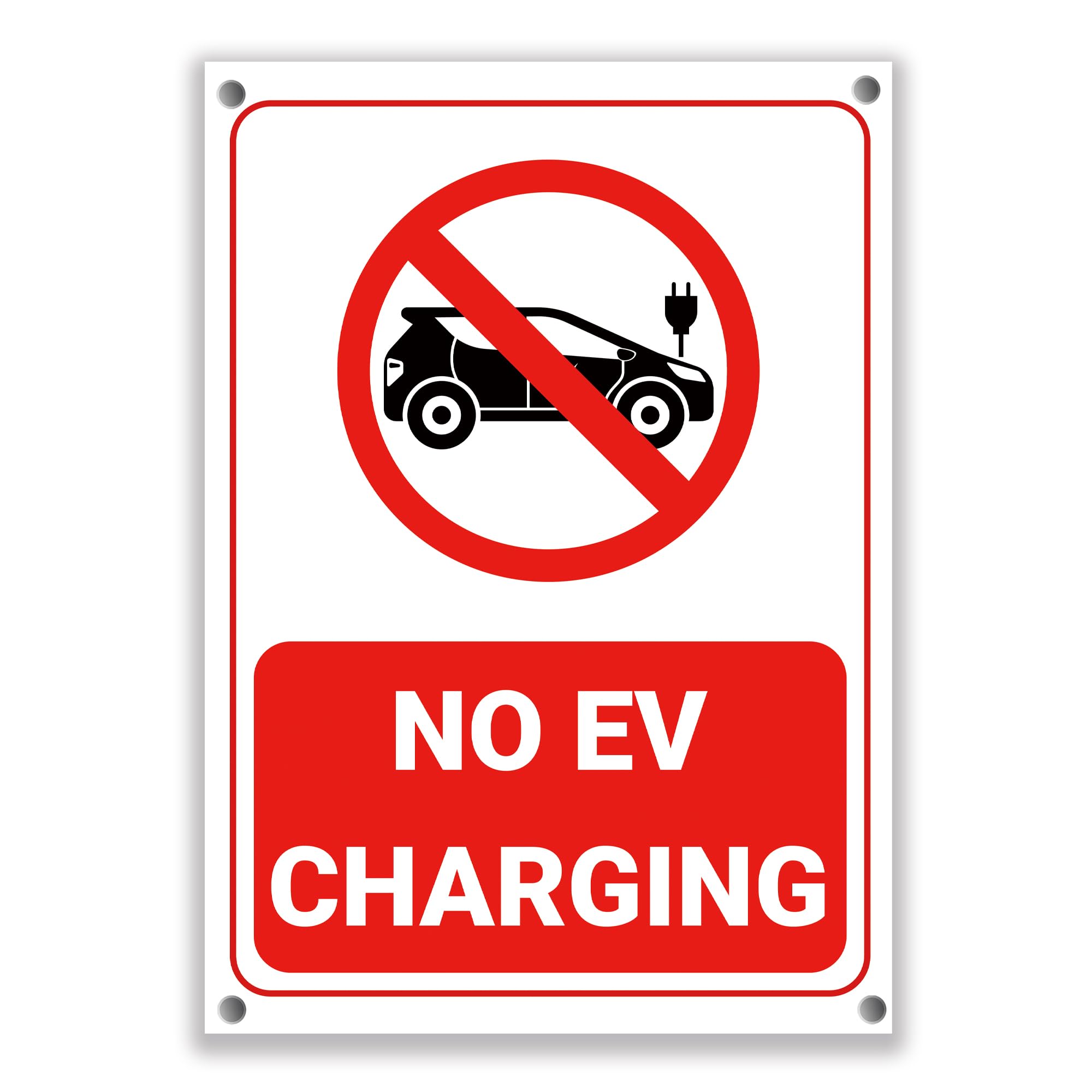 LP Lifestyle No EV Charging Sign – Durable Weatherproof Rust-Free Waterproof PVC Warning Notice, Electric Vehicle Restriction Sign, Outdoor Parking Use No.373 (A2 (420mm x 594mm) – Holes)