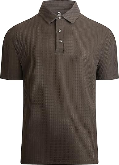 Alex Vando Mens Bubble Jacquard Polo Shirt Super Stretch Short Sleeve Polo Shirts for Men