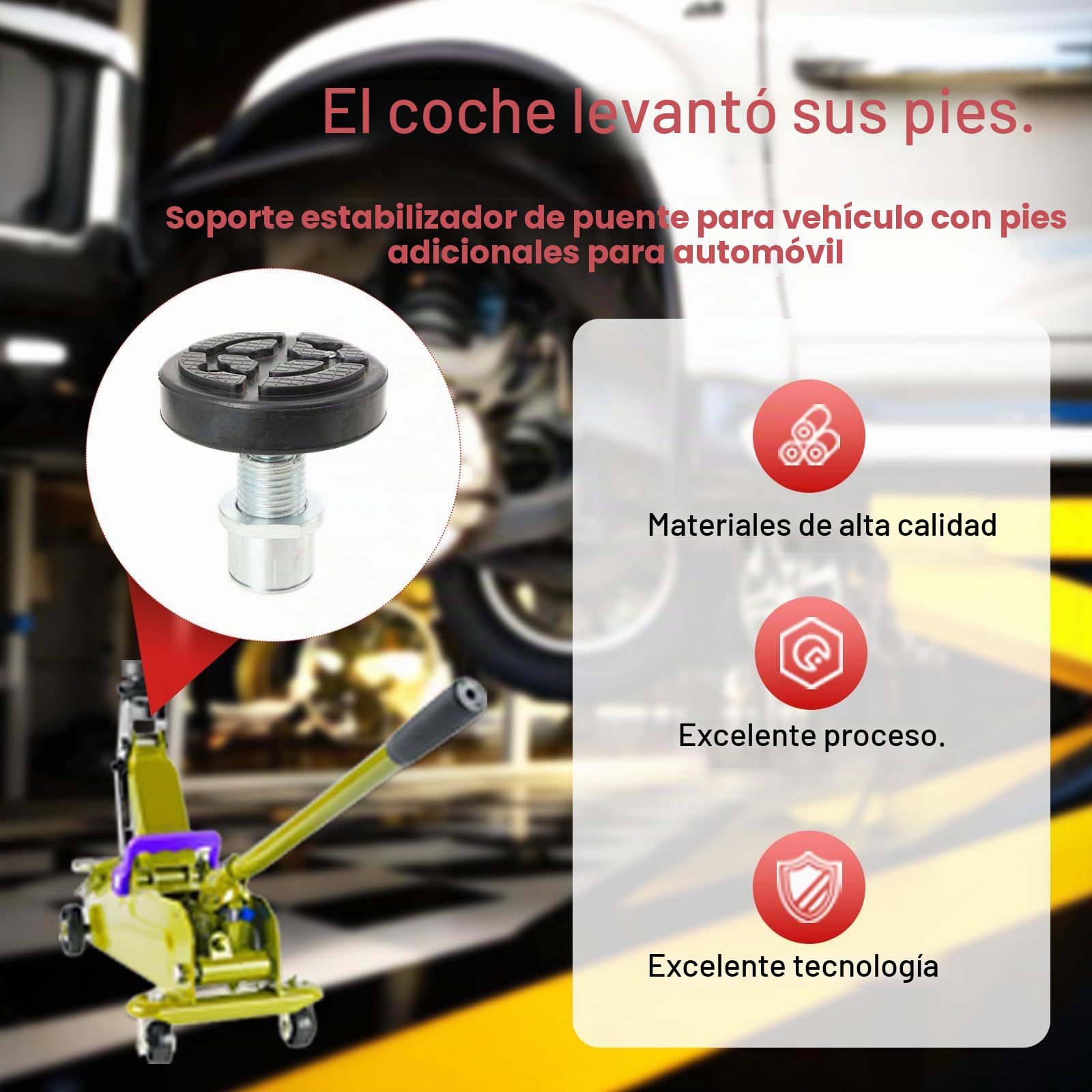4 Piezas Bloque de Goma Protector, Almohadilla de Goma para Elevador de Coches, Bloque Redondo, Fijación Giratoria Ø50mm