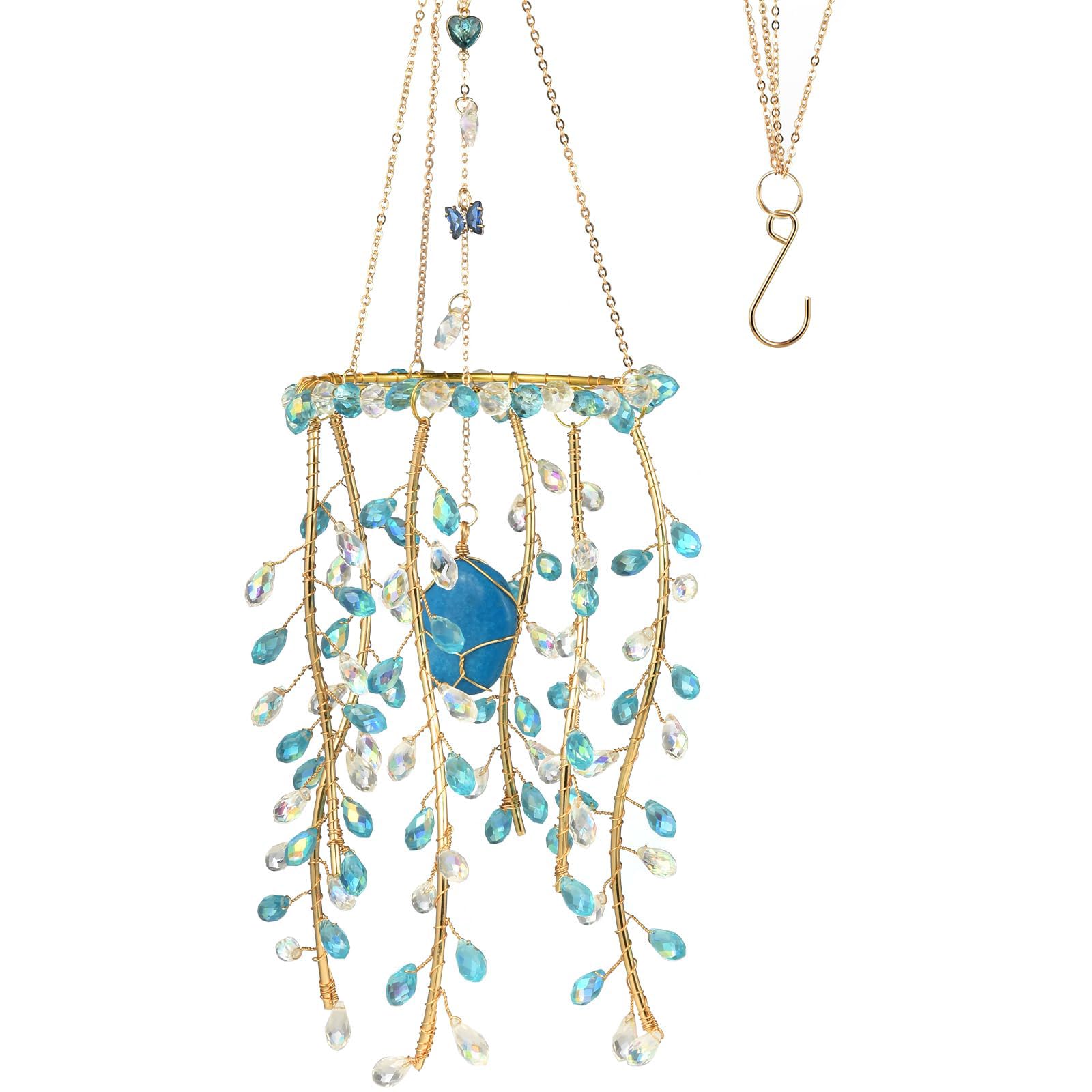 Buxuaaaa Branch Crystal Suncatchers Window Hanging Crystal Drops Prismas Rainbow Makers Wind Chimes for Home Garden Decoration Rainbow Makers Sun Catchers Window