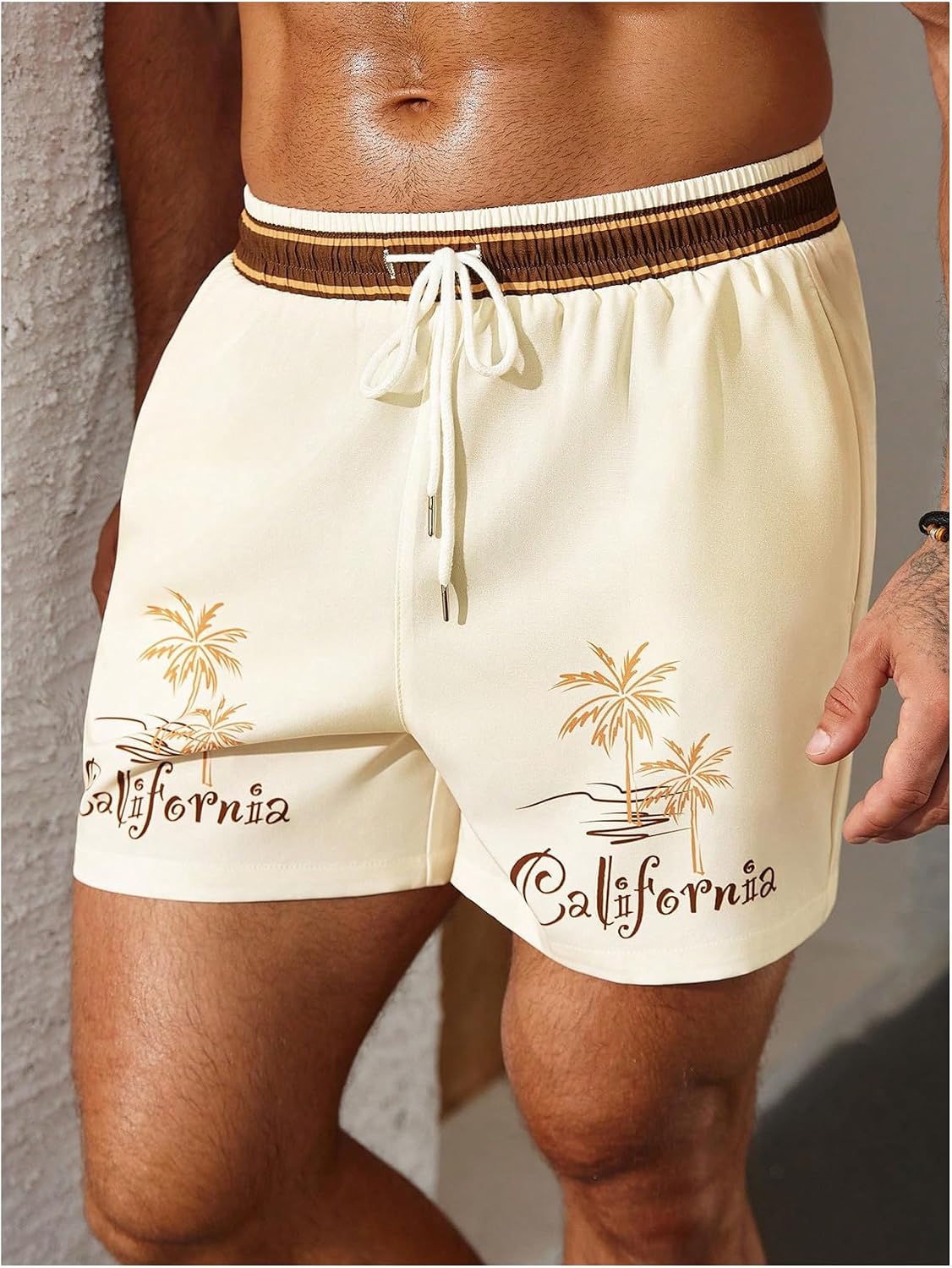 SHENHE Men's Swim Trunks Quick Dry Drawstring Elastic Waist Bathing Suit Swimsuit Beach Shorts