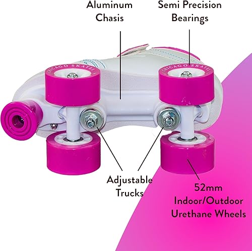 Miniatura 3 de Chicago Skates Sidewalk Roller Skates – Durable, Top Performance Indoor/Outdoor Use Skate Shoes for Girls & Boys, High-Top Boot Safety Youth Quad