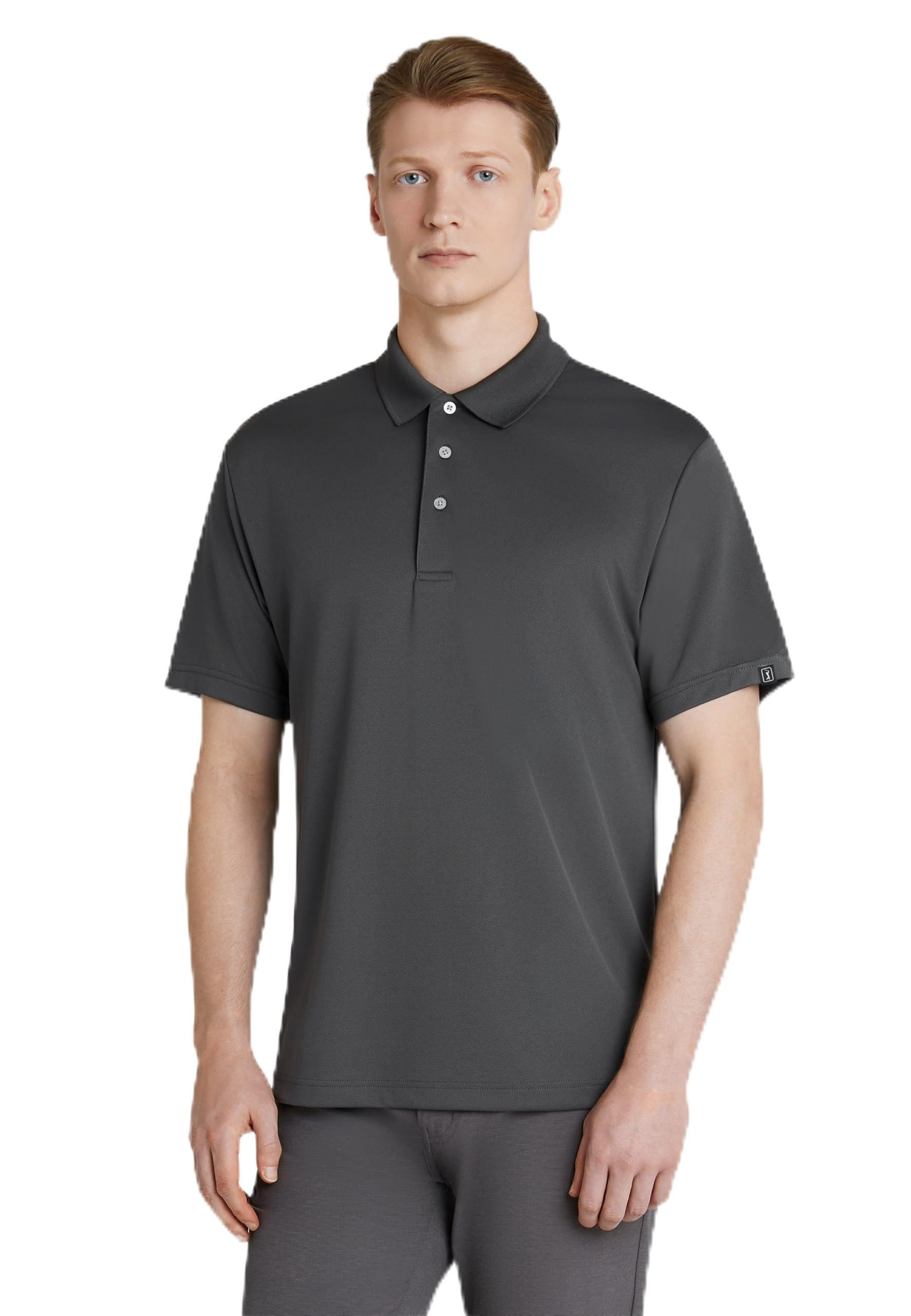 PGA TOUR Mens EU Airflux Polo W. Bug Label Golf Shirt, Asphalt, L UK