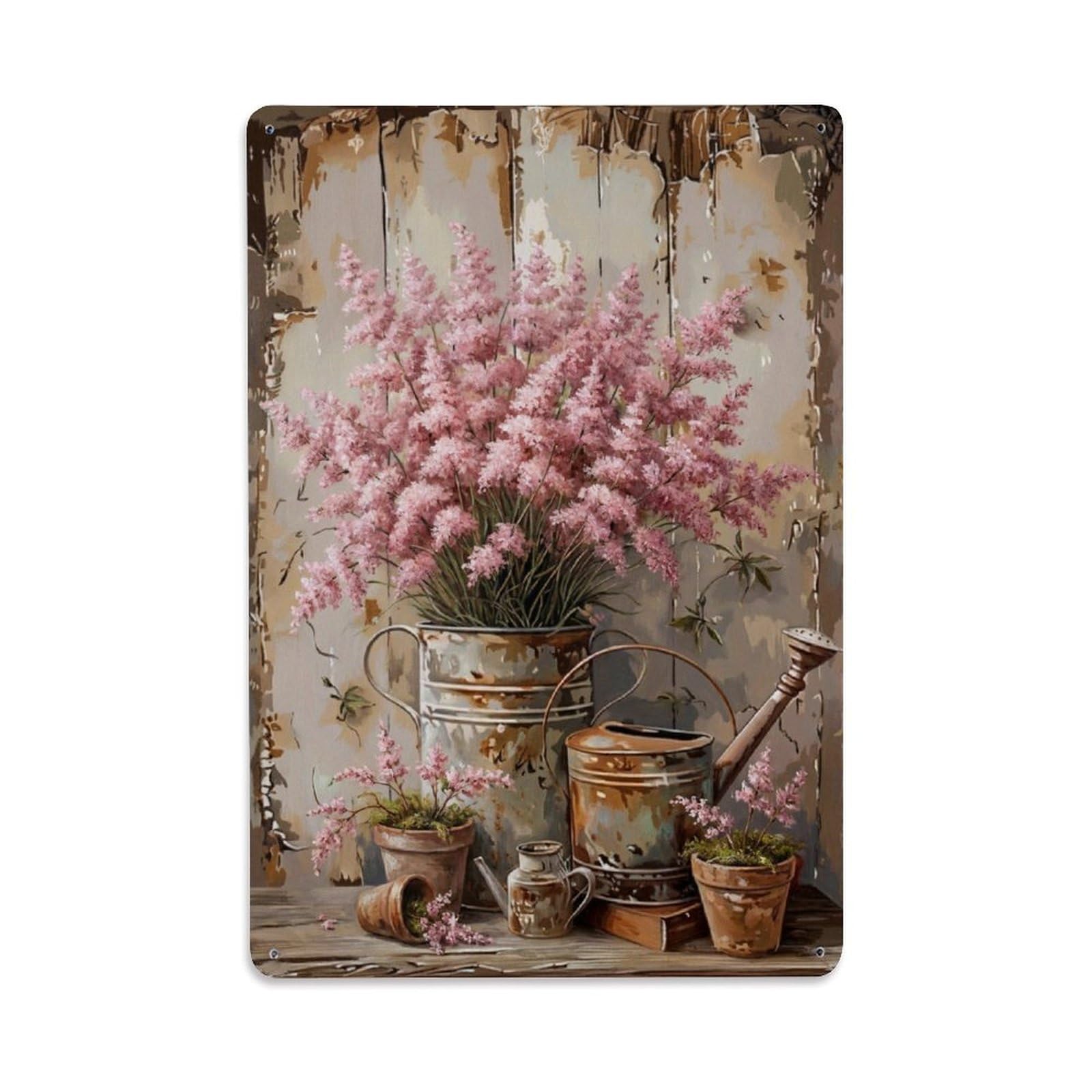 Vintage Flower Bunch Rodgersia Pastoral Aesthetics Metal Tin Sign