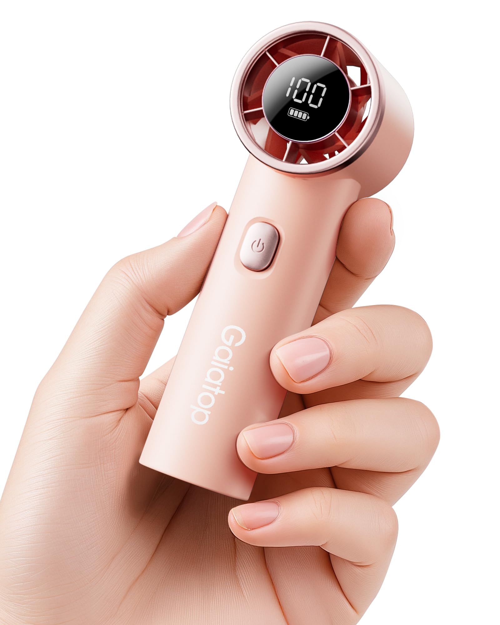 gaiatop Mini Portable Fan Handheld Fan, 16H Max Cooling Small Hand Held Fans, Pocket Size Turbo Personal Desk Fans, 6 Speed, Holiday Travel Essentials Summer Gift for Women Face Outdoor, Rose