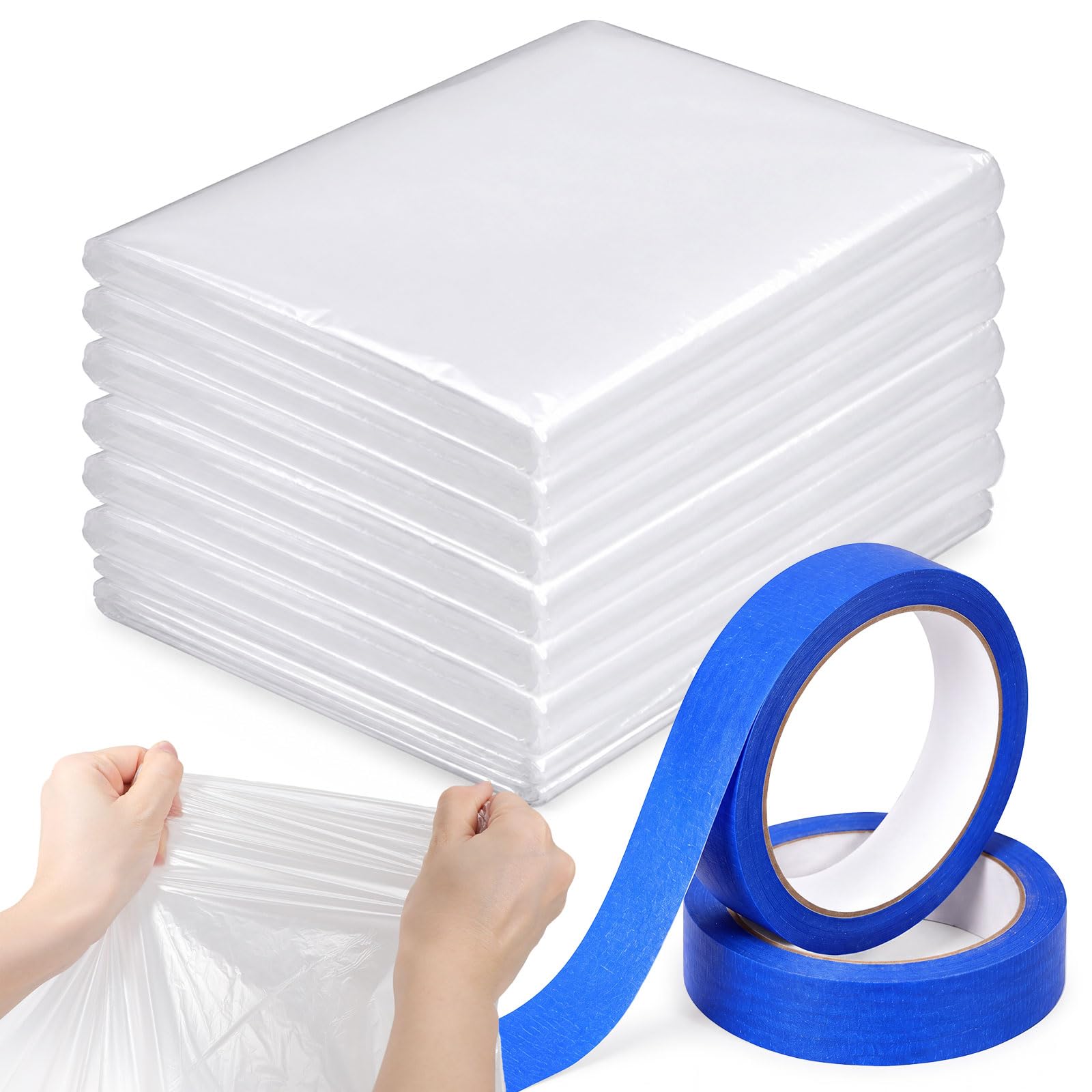 Lot de 35 toiles en plastique pour peinture, 3,7 x 2,7 m