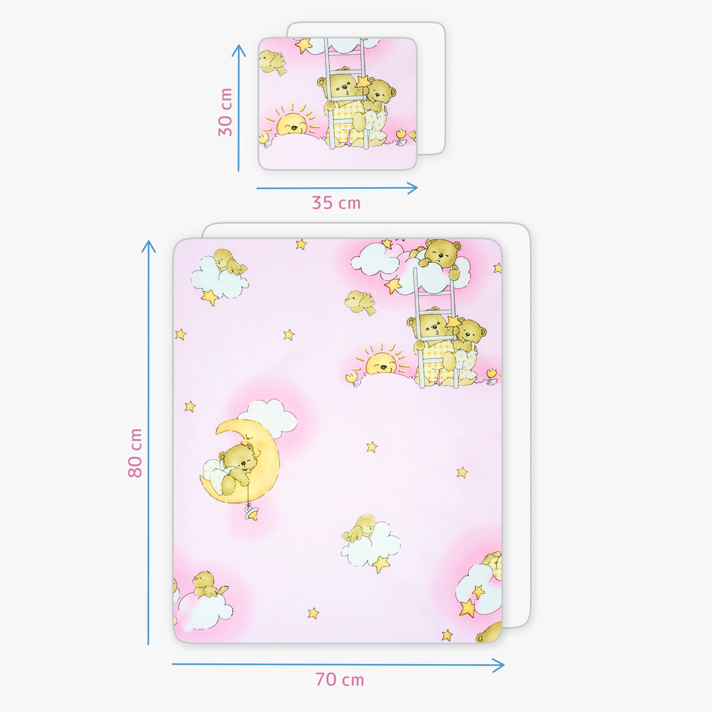 Baby Comfort 4 Piece Duvet Pillow Duvet Cover Pillowcase 80x70 cm Bedding Set 12M+ (Ladders Pink) — view 4