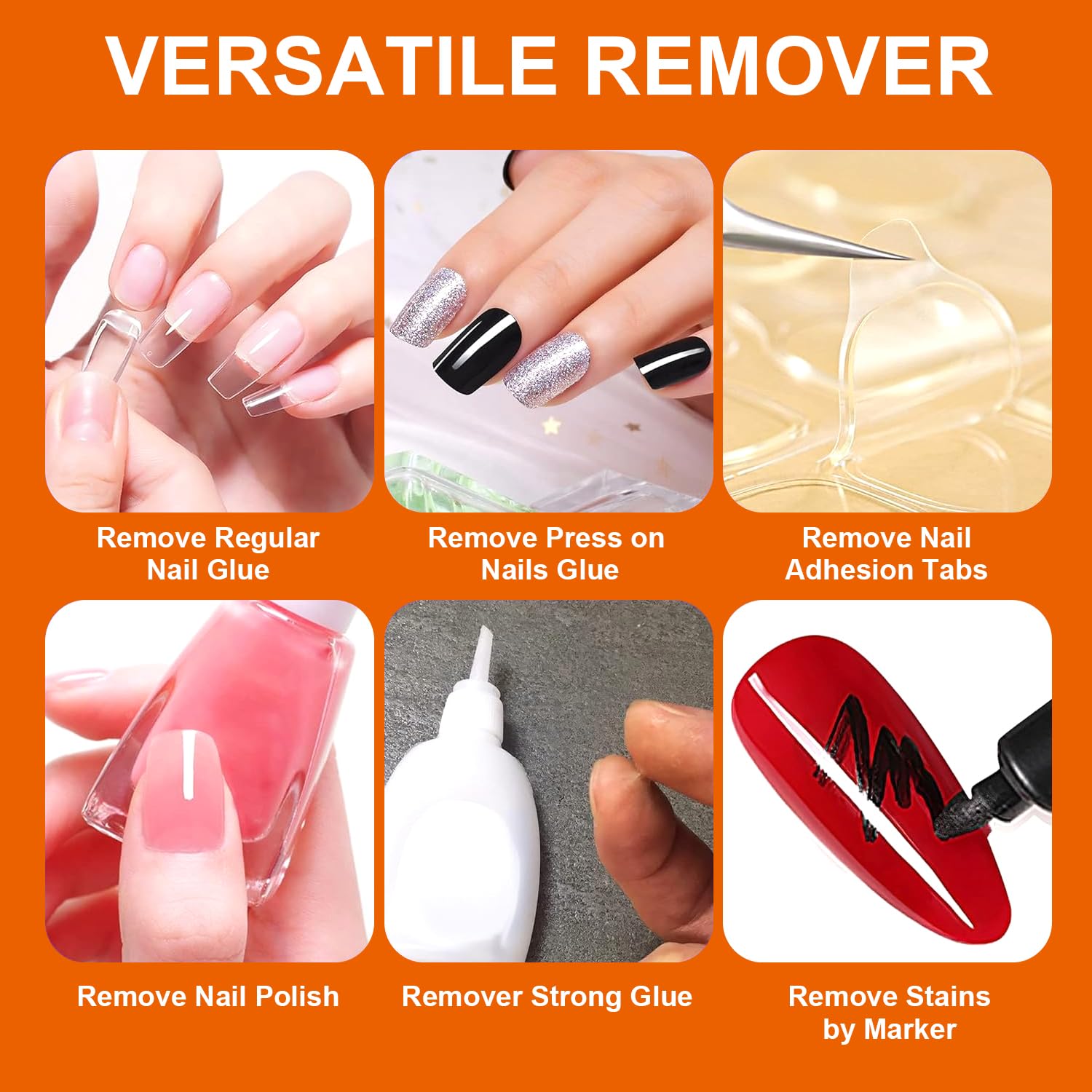 Nail Glue Remover for Press on - 10ML Press On Nail Remover,eatures a pry-off cap for easy,nail removal Remover Easy Removal Debonder for Glue on Tips,containing vitamin E (1 pcs)