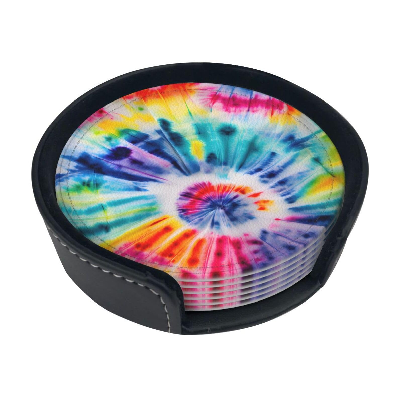 Beautiful World Rainbow Tribe Print Round Coasters Set Of 6,Coaster For Tabletop Protection Home Bar Decor