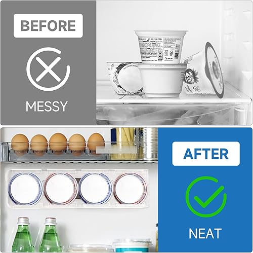 Miniatura 6 de Sophico Organizador de yogur para refrigerador, deslizadores de yogur de 4 capacidades para refrigerador, soporte de yogur con cintas adhesivas para