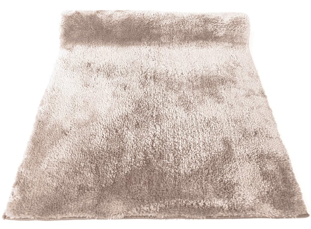 Alfombra pelo suave antideslizante Sualfombra PolySilk Liso beige para suelos resbaladizos