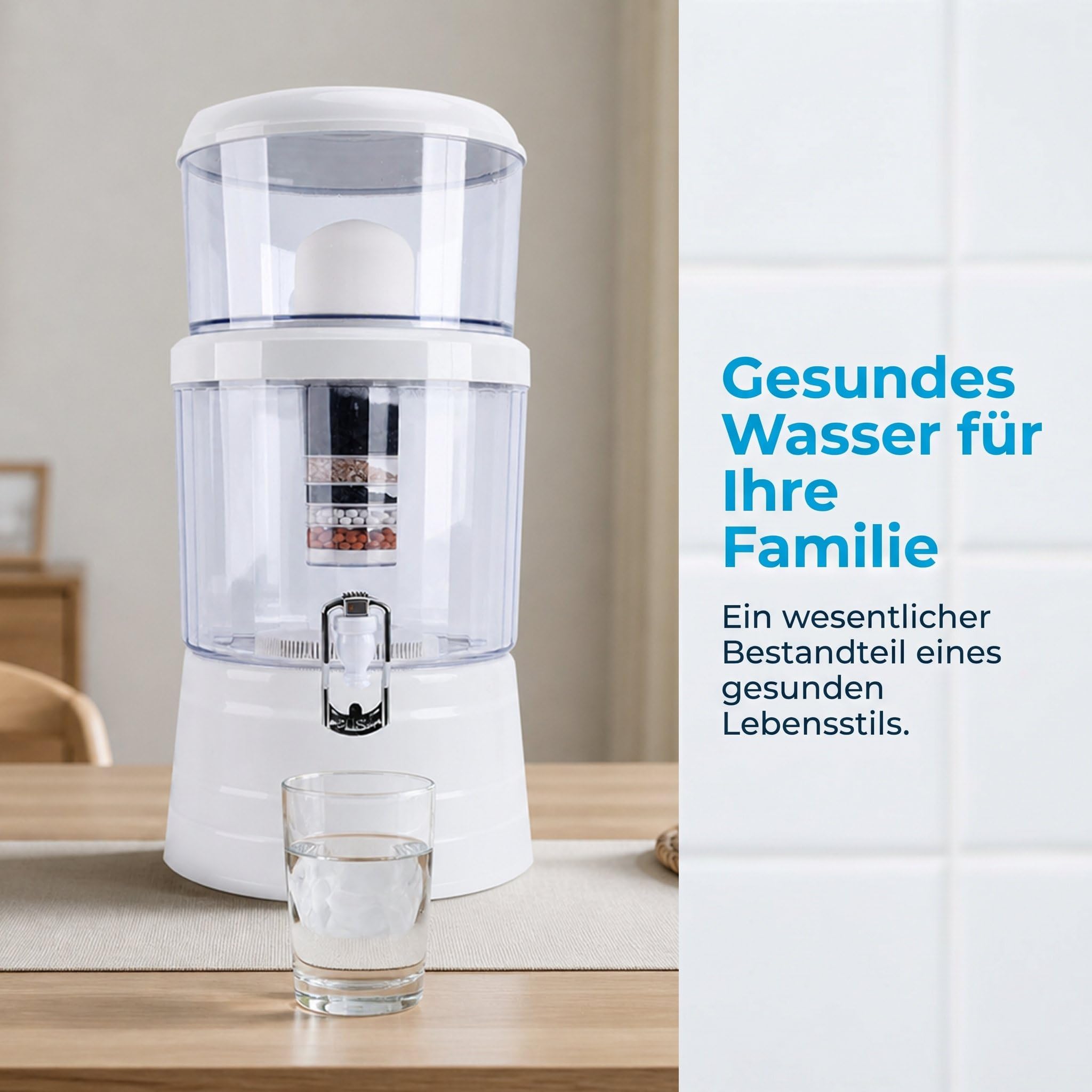 Wasserfilter Spender, 16L Wasserfilter Pitcher, Tischwasserfilter