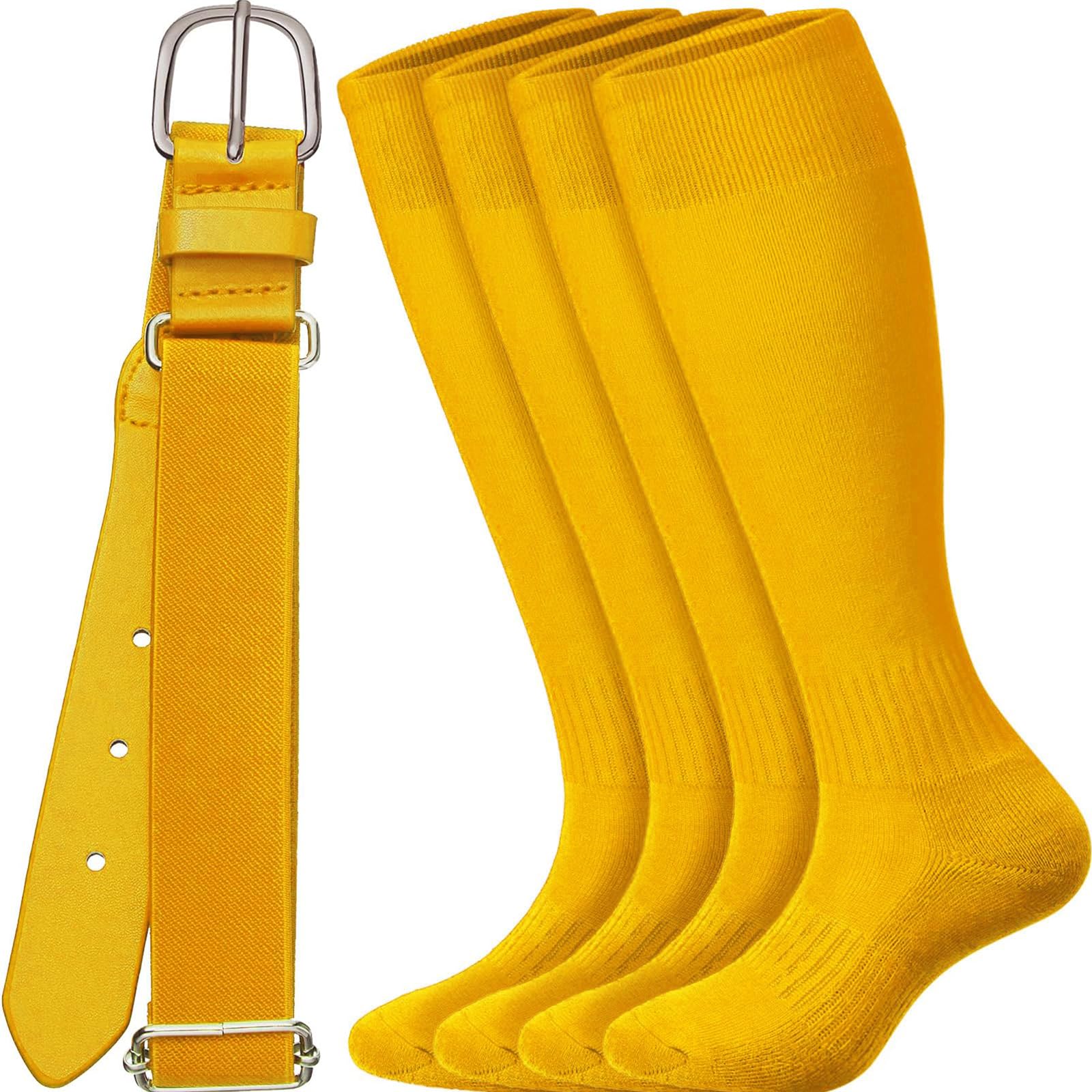 Baseball Socks and belt Combo Set Men's Baseball Belt with Softball Sock Elastic Waist Belts