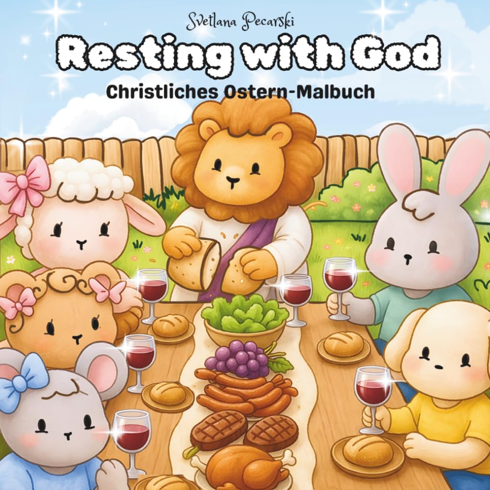Resting With God: Christliches Ostern Malbuch, mit süßen Tier Ausmalmotiven, Geschenk für Erwachsene