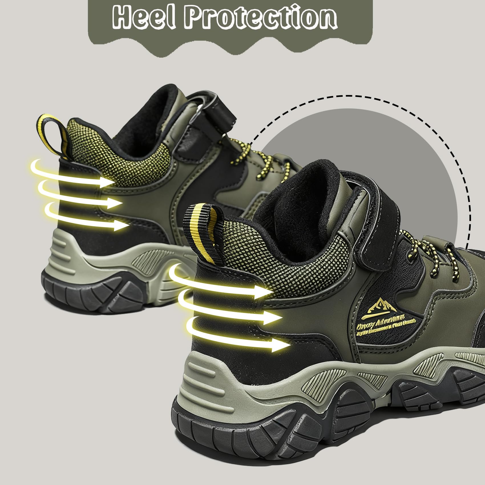 Botas de senderismo para niños, impermeables, para caminar, para exteriores, ligeras, para senderismo, camping, escalada, Green, 36 2/3 EU