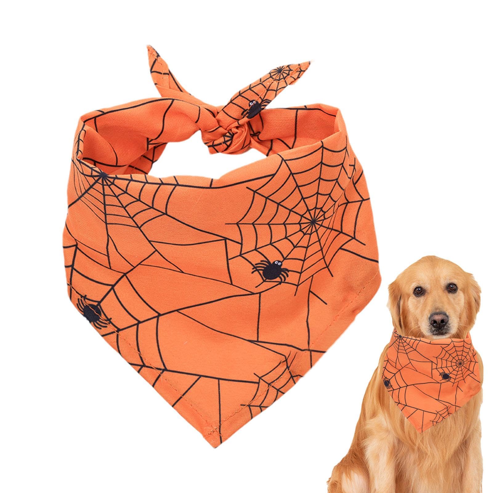 Asciugamano per collo di cane di Halloween, asciugamano per saliva di cane | Asciugamano per saliva lavabile con design a forma di , teschio e , regolabile per costum