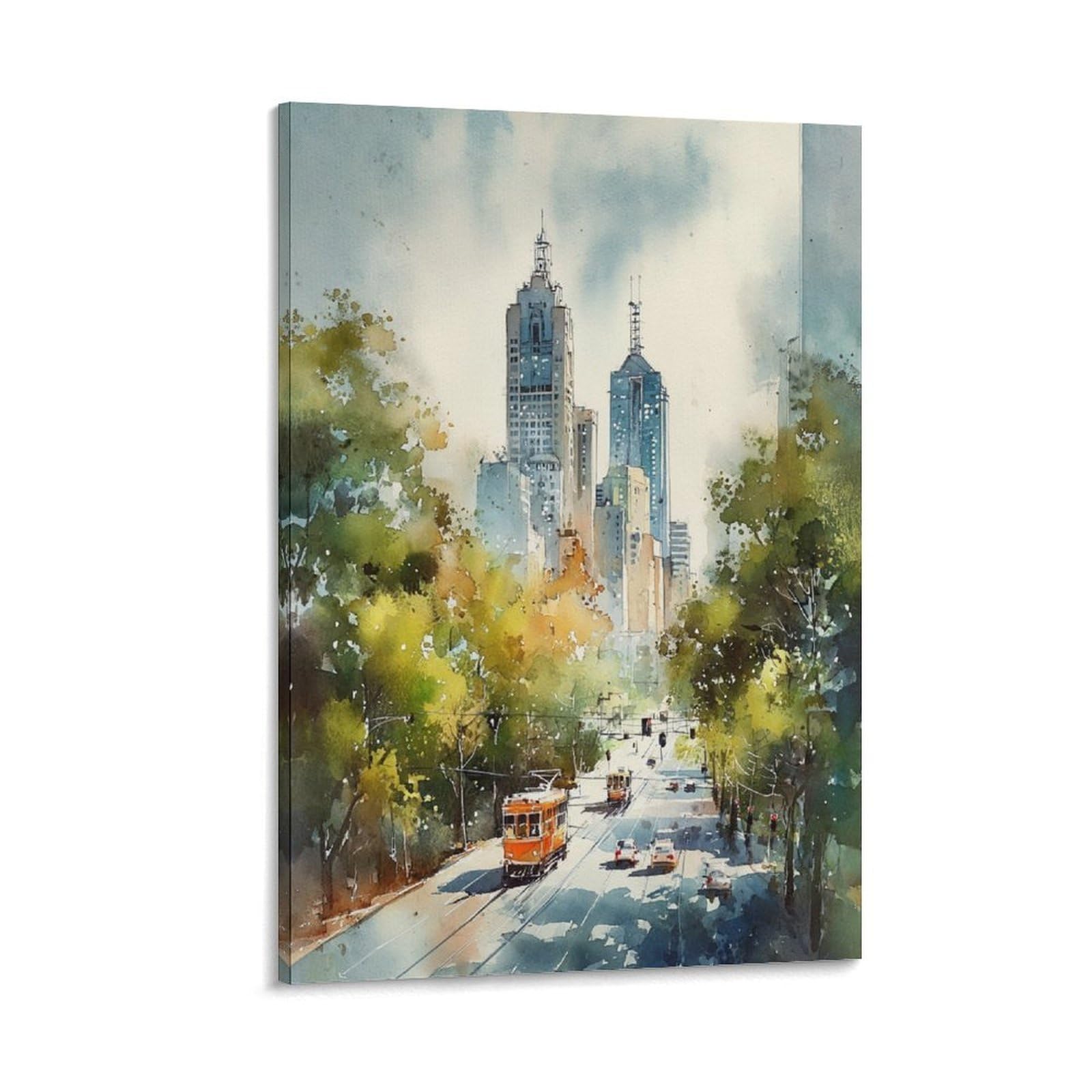 XWYMXZ Austin Texas Watercolor Painting Travel Home Poster 24x36inch(60x90cm) Vintage Watercolor Canvas Art
