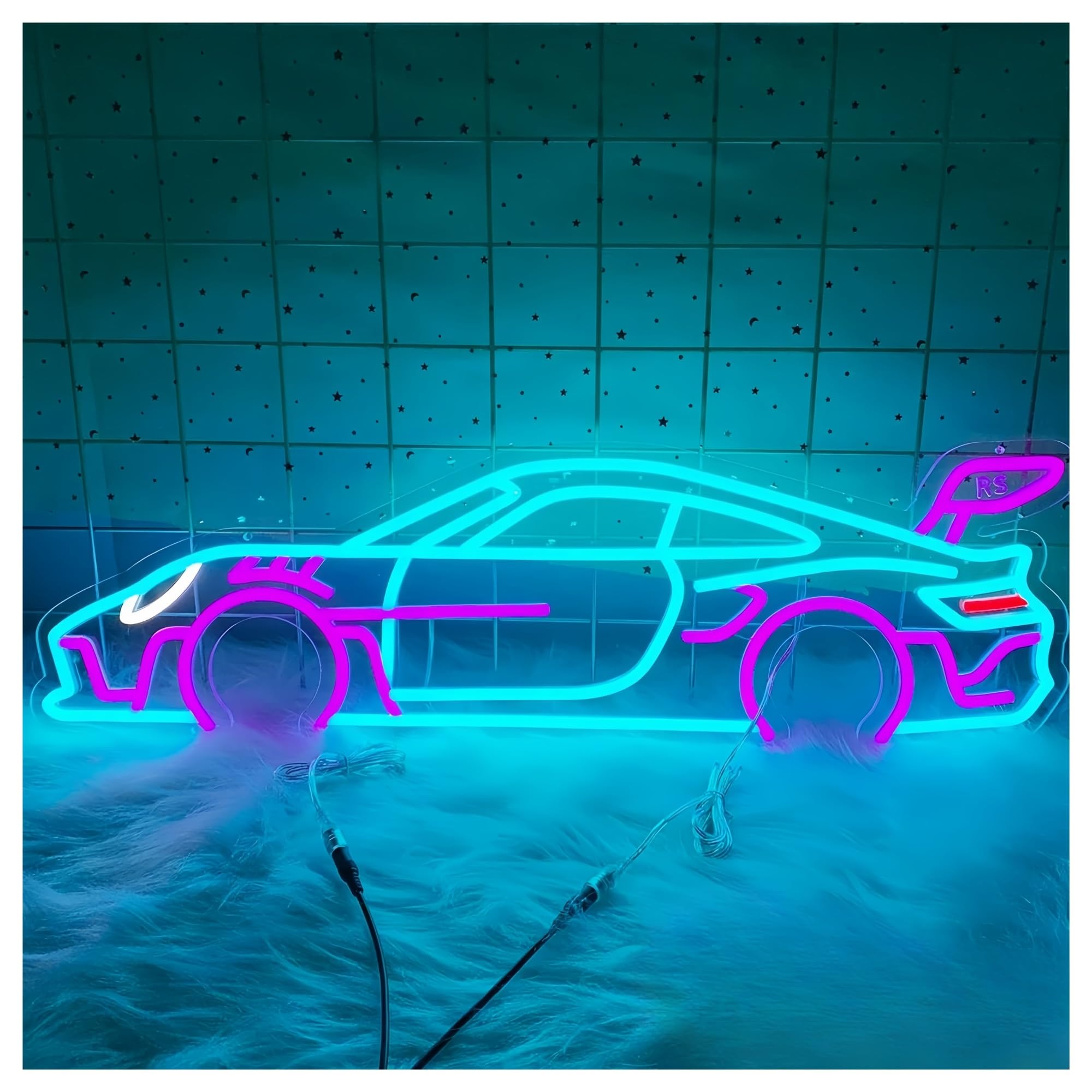 SHOUXI Sign Lamp Sports Car Neon Signs for Wall Decor Garage Kids Bedroom Playroom Boys 58X18cm