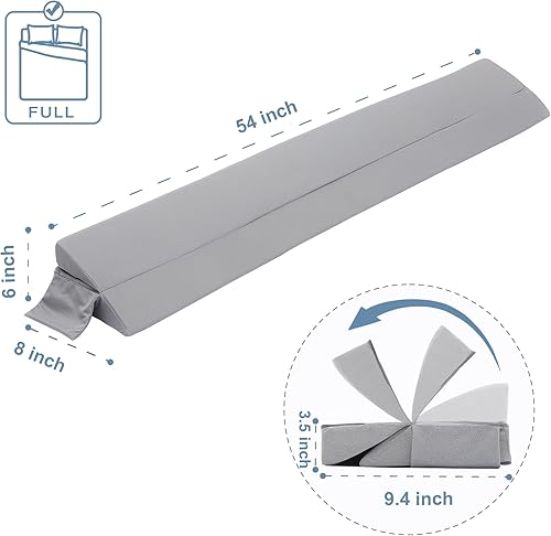 Miniatura 5 de Limthe Almohada de cuña de cama matrimonial para cabecero, relleno de espacio de cama ajustable, cuña de colchón, almohada de cabecera para cerrar