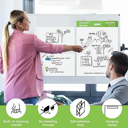Miniatura 6 de Sticky Easel Pad, Anchor Chart Paper, Our Sticky Easel Pads measure 13 x 17 inches, Featuring Self-stick Chart Paper Designed with Exceptional