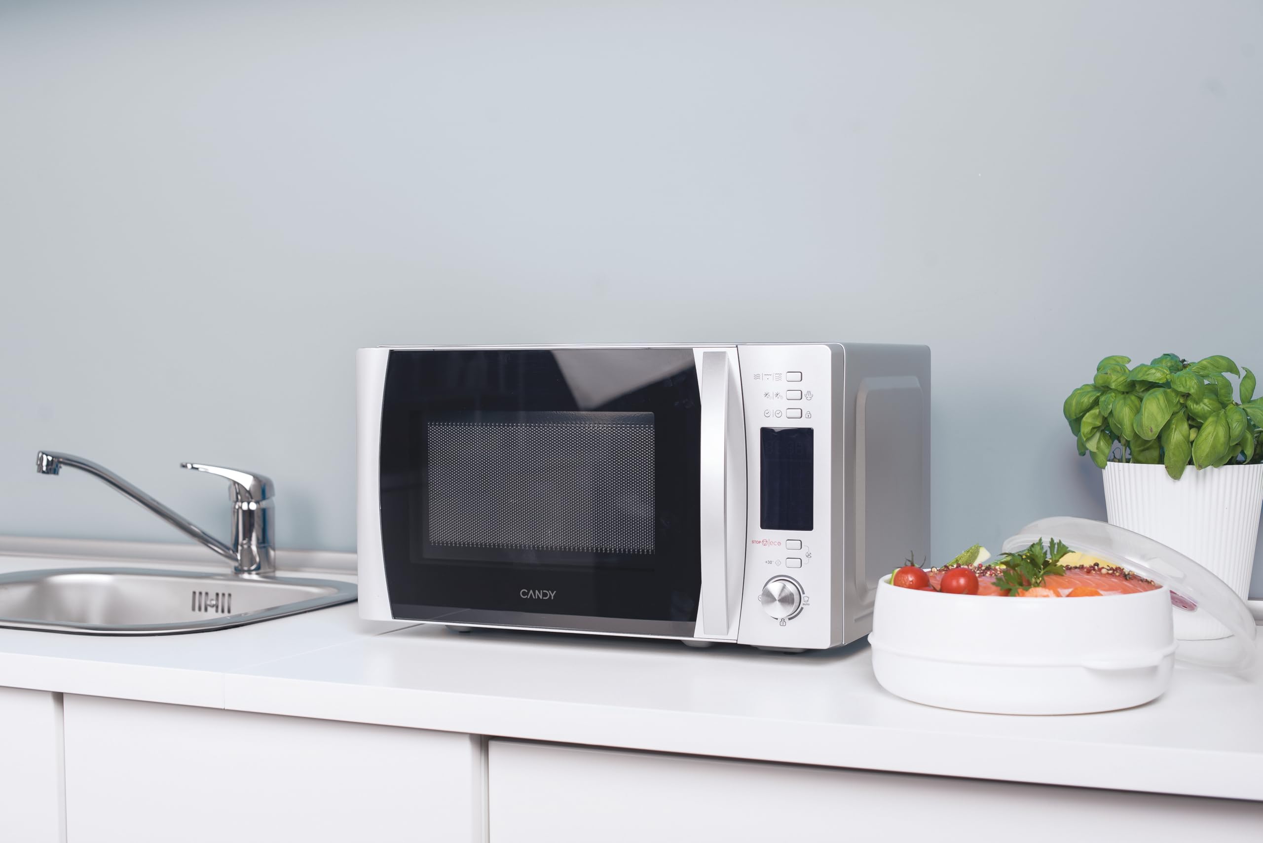 Candy X-Range CMXG22DS/ST Microonde con grill, capacità 22l, accessorio per vapore, 40 programmi, 5 livelli di funzionamento, potenza 1250 W, inox