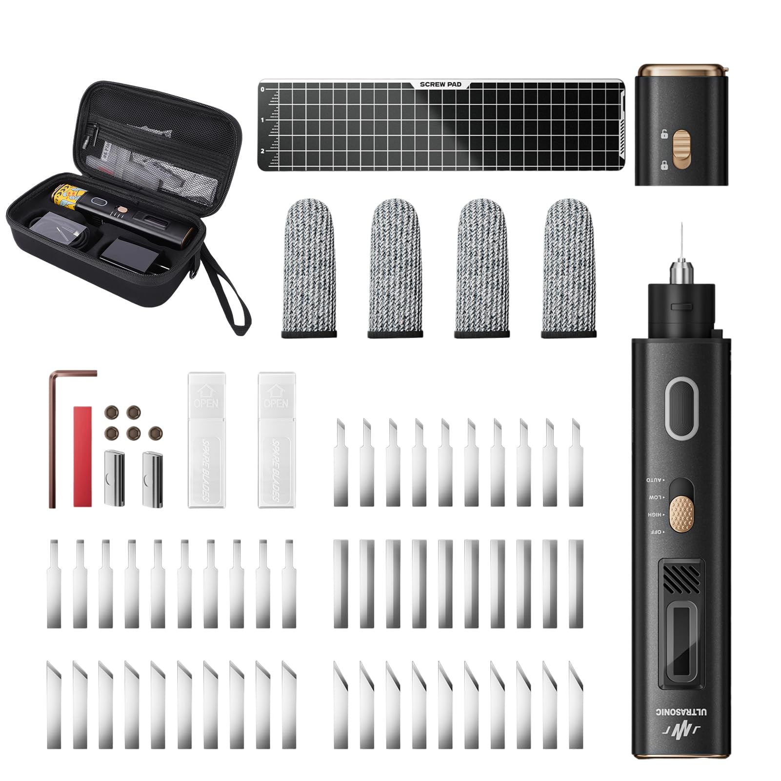 LICAEVEY Taglierina Ad Ultrasuoni Portatile 40kHz 35W con Display OLED Kit di Taglio Elettrico a Doppia modalità di Taglio per Stampa 3D Scheda PCB in Resina Plastica (Spina europea)