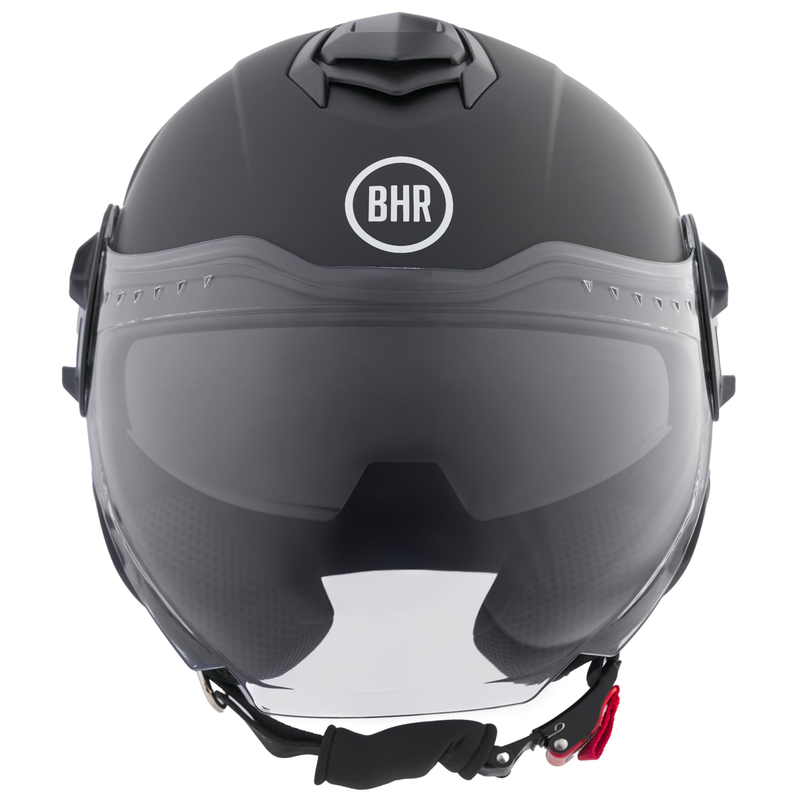 BHR Casco Jet Doppia Visiera 830 FLASH, Casco Scooter Omologato ECE 22.06, Casco Moto Jet Leggero & Confortevole con Visiera Interna Parasole, Nero Opaco, S