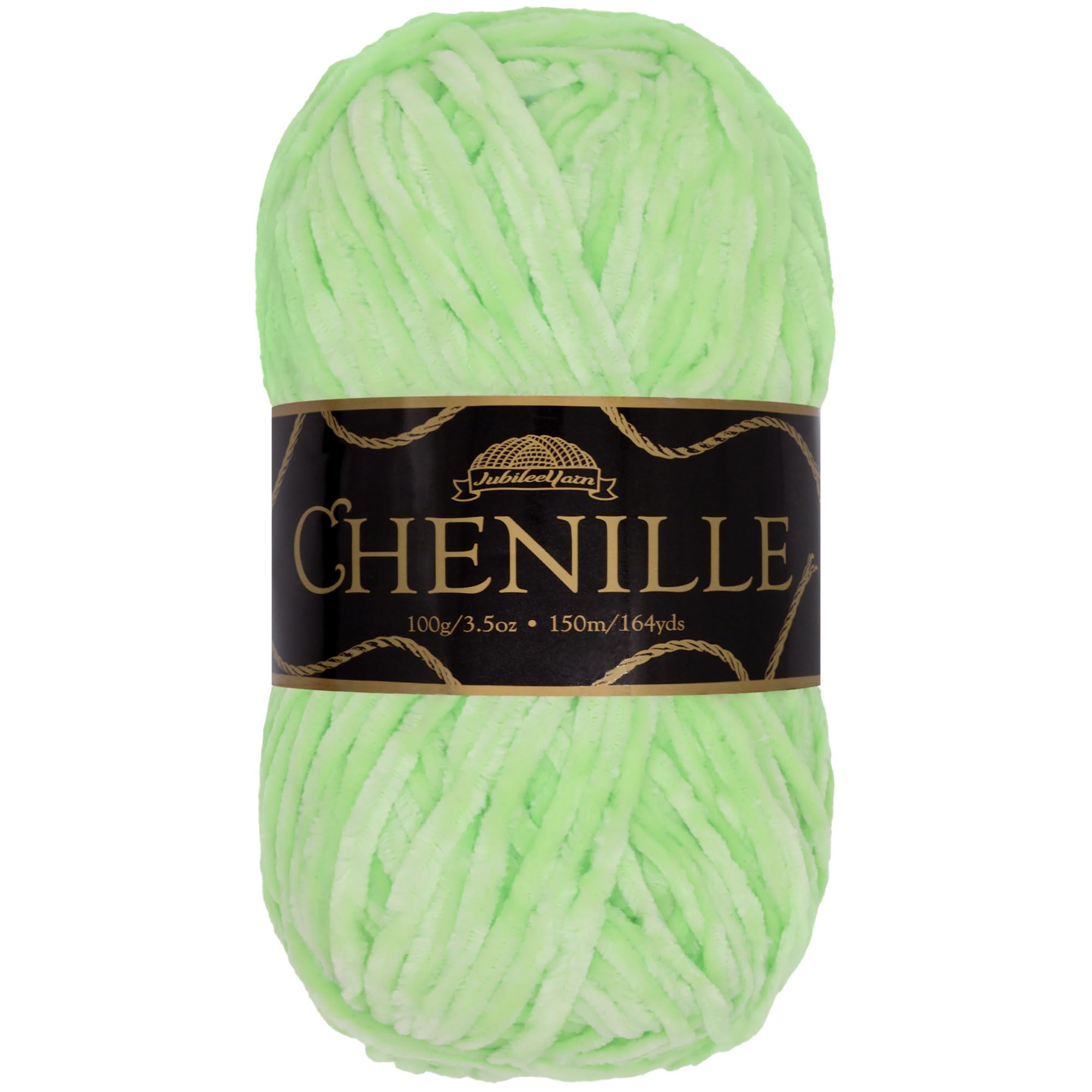 JubileeYarn Chenille Yarn - Worsted Weight - 100g/Skein - Ambrosia - Pale Green Velvet - Crochet and Knitting Yarn - 1 Skein