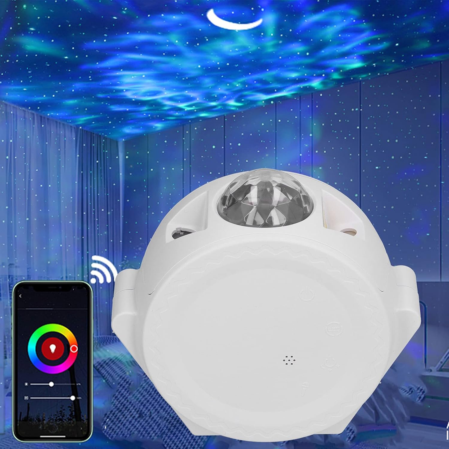 Star Projector Projection Night Light Noise Reduction APP Control Advanced Noise Reduction Technology for Bedroom and Party Decoration