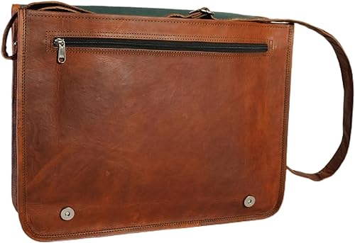 Miniatura 4 de Bolso de cuero con solapa para ordenador portátil con compartimento acolchado y espalda redonda, Marrón desteñido