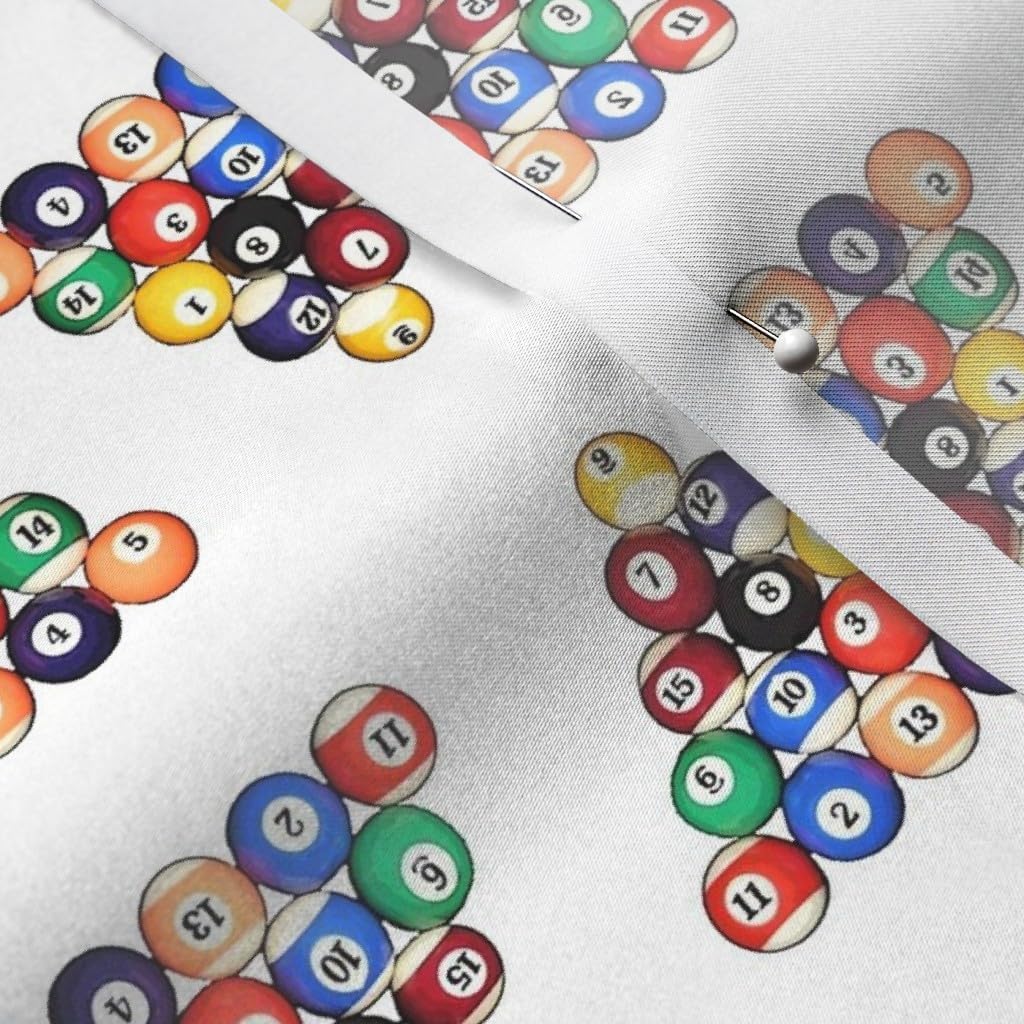 Spoonflower Fabric - Ball Pool Billiards Balls Games Sport Game Match Man Cave Printed on Satin Fabric by The Yard - Sewing Lining Apparel Fashion Blankets Decor