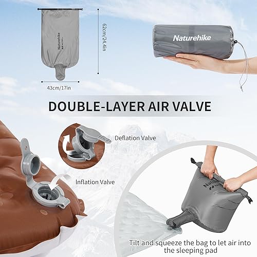 Miniatura 4 de Naturehike Colchoneta inflable para dormir ultraligera con aislamiento R5.8, 3.2 pulgadas de grosor para acampar, senderismo, escalada con bolsa