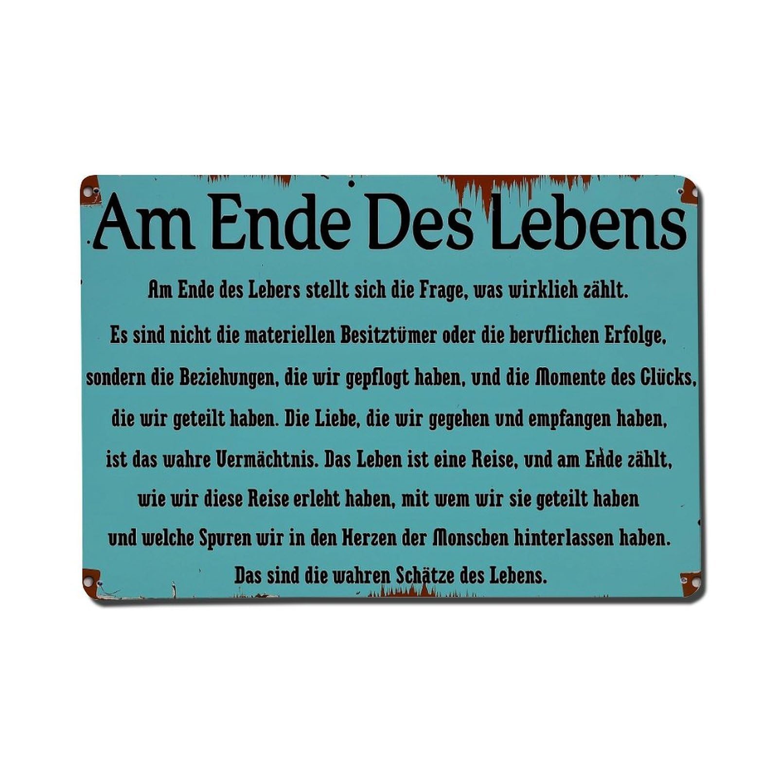 At The End of Life Metal Tin Sign Plaque
