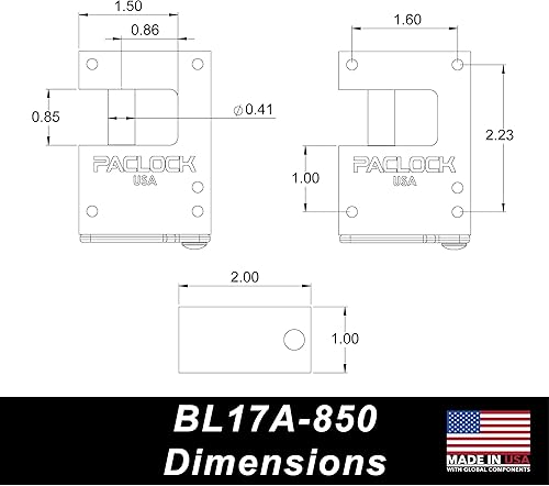 Miniatura 4 de PACLOCK Serie BL17A-850 Block-Lock, aluminio anodizado azul, cilindro de 6 pines de alta seguridad, una cerradura con llave a un número U-Pick! con