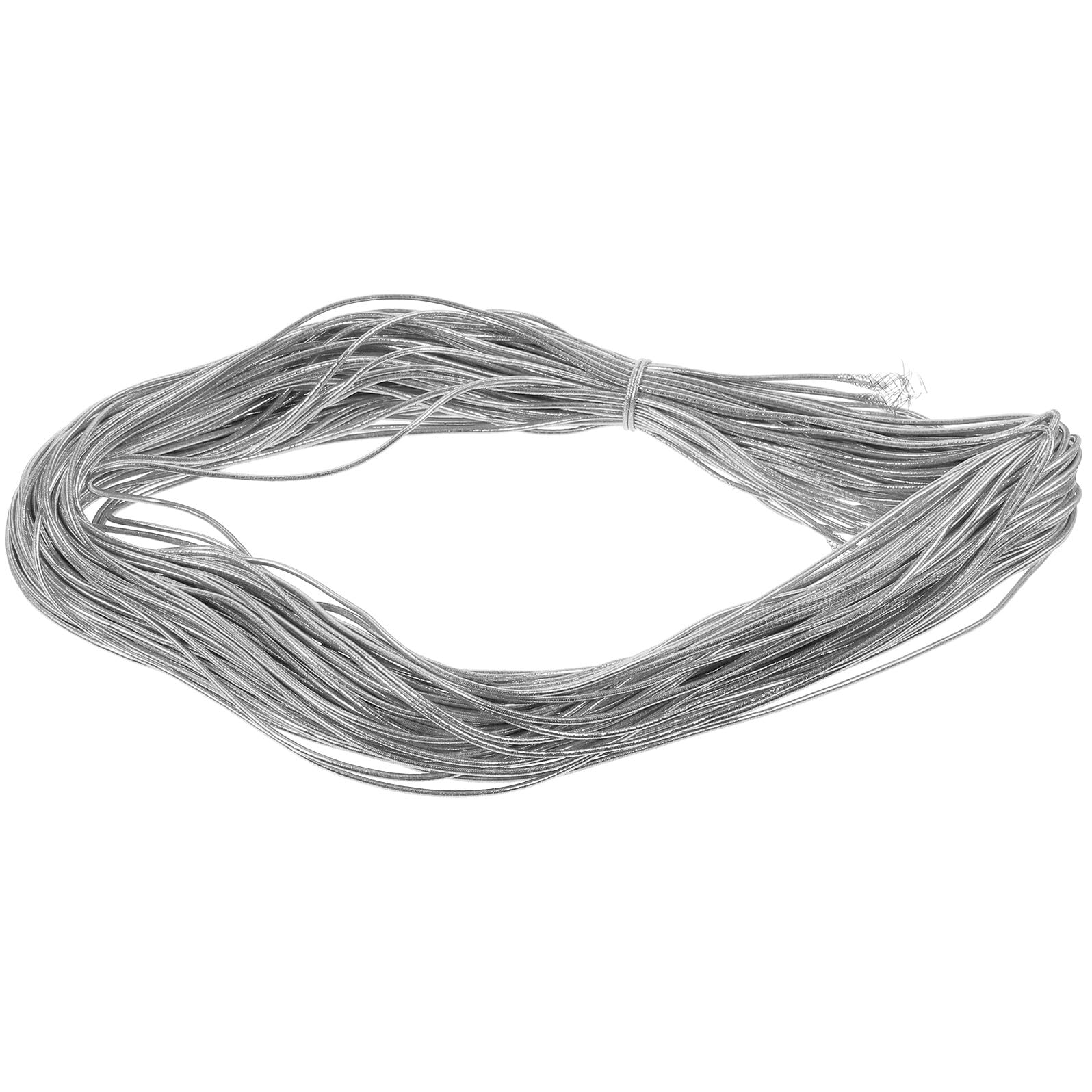 3 Rouleaux Cordon Élastique Tressé 2 Mm Argenté en Fil Caoutchouc, Souple et Résistant, pour Bracelets et Bricolage DIY, Fil à Perler et Kit de Tissage Créatif, Loisirs Artisanaux