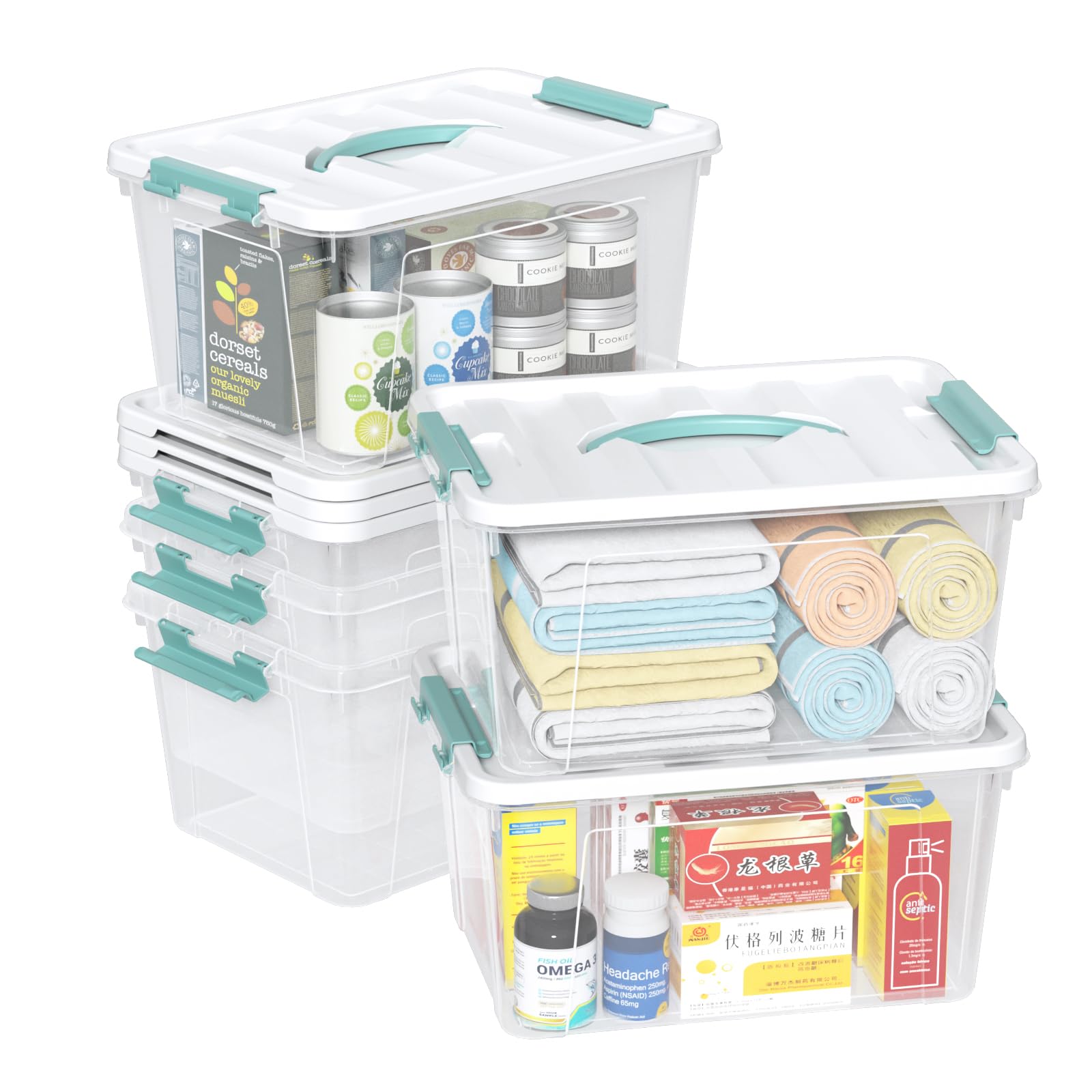 Boîte de rangement plastique anti poussière 14L transparente avec couvercle
